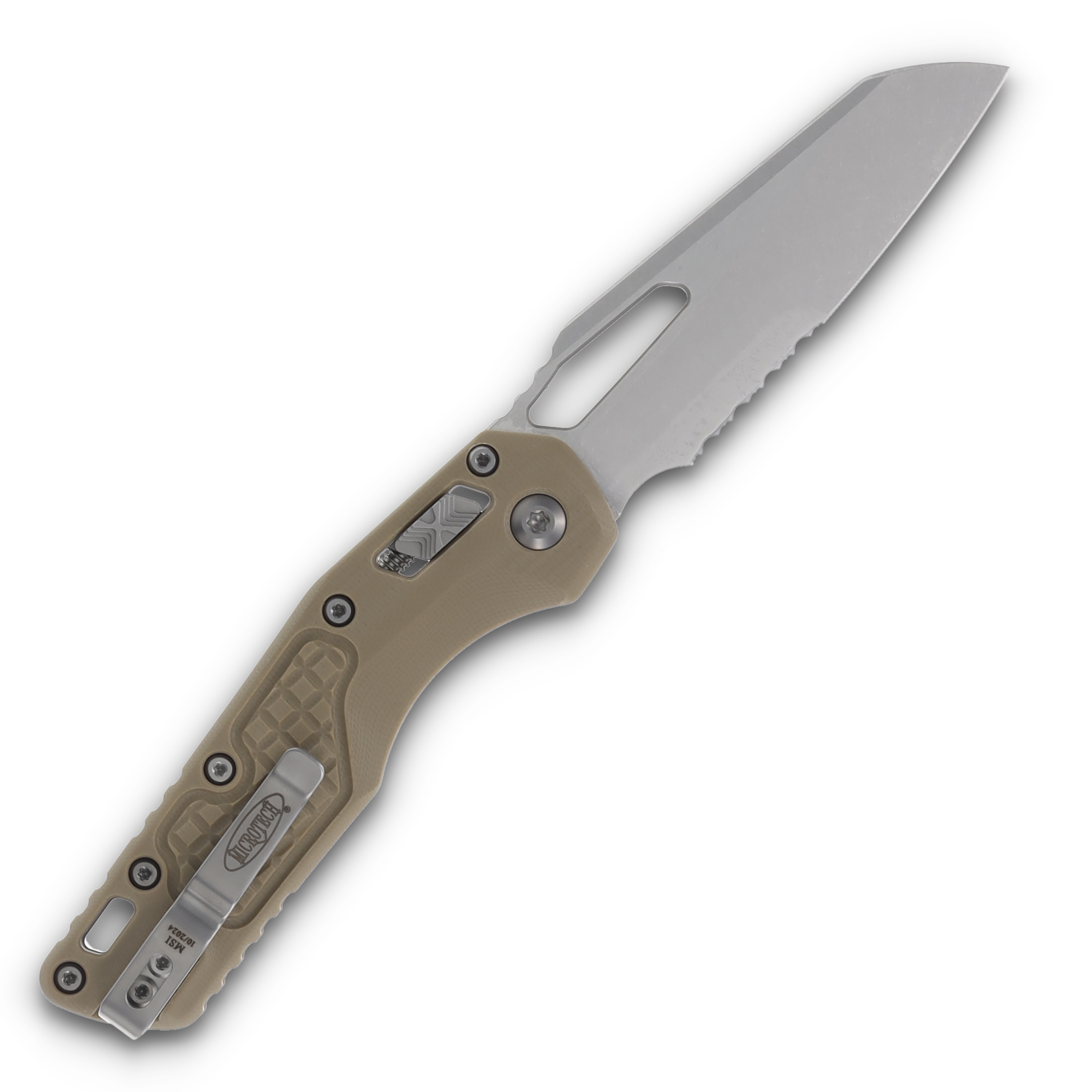 Microtech MSI Ram-Lok Frag Tan G-10 3.88in PS Stonewash Sheepsfoot Blade MT21011FRGTTA View 2
