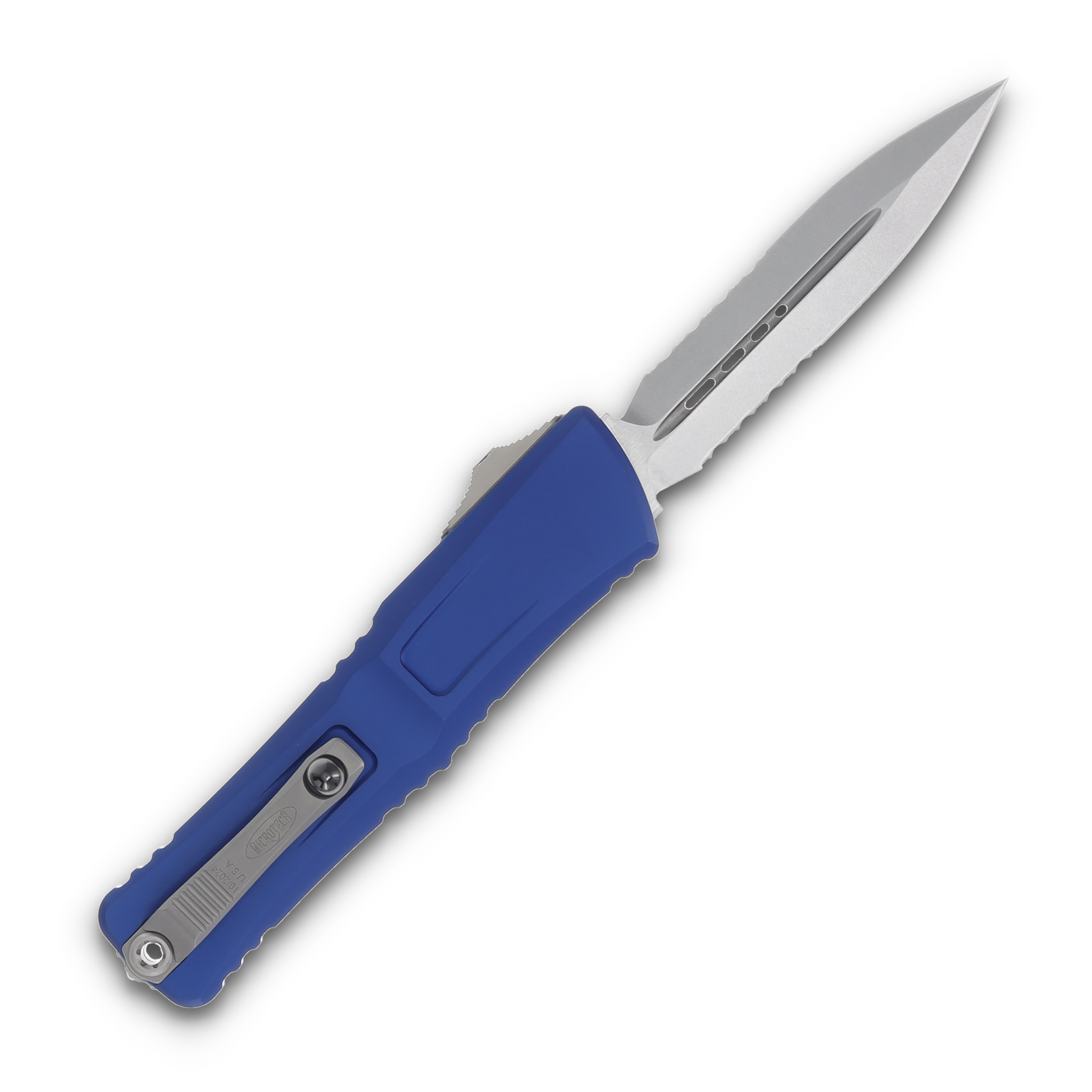 Microtech Combat Troodon Gen III D/E Stonewash Partially Serrated Navy AUMT114211NA View 2