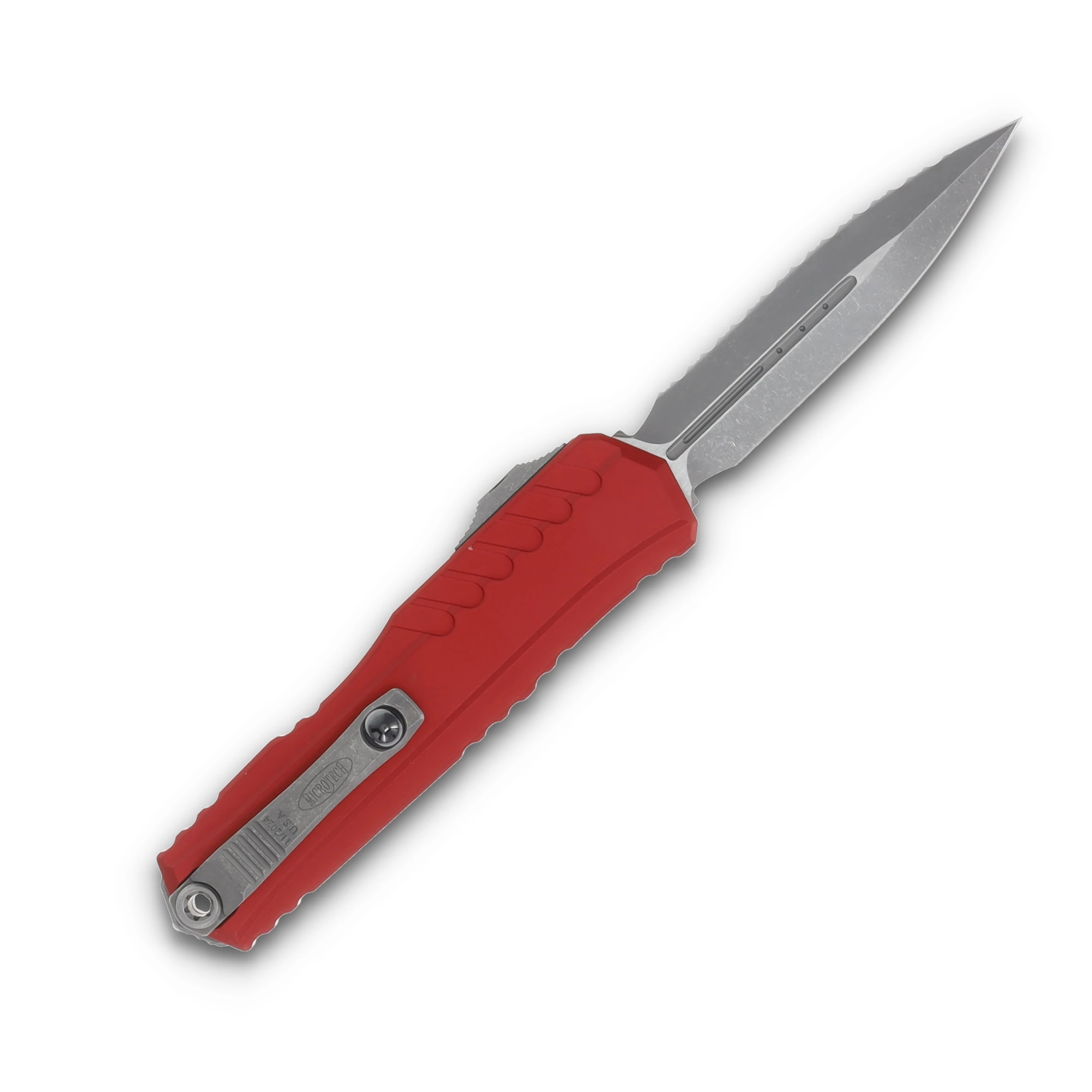 Microtech Cypher II D/E Apocalyptic Full Serrated Red AUMT124212APRD View 2