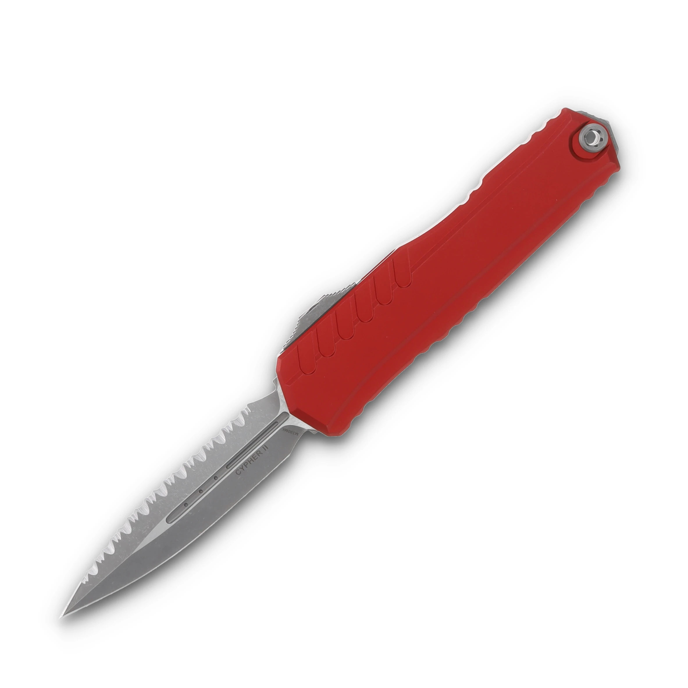 Microtech Cypher II D/E Apocalyptic Full Serrated Red AUMT124212APRD View 1