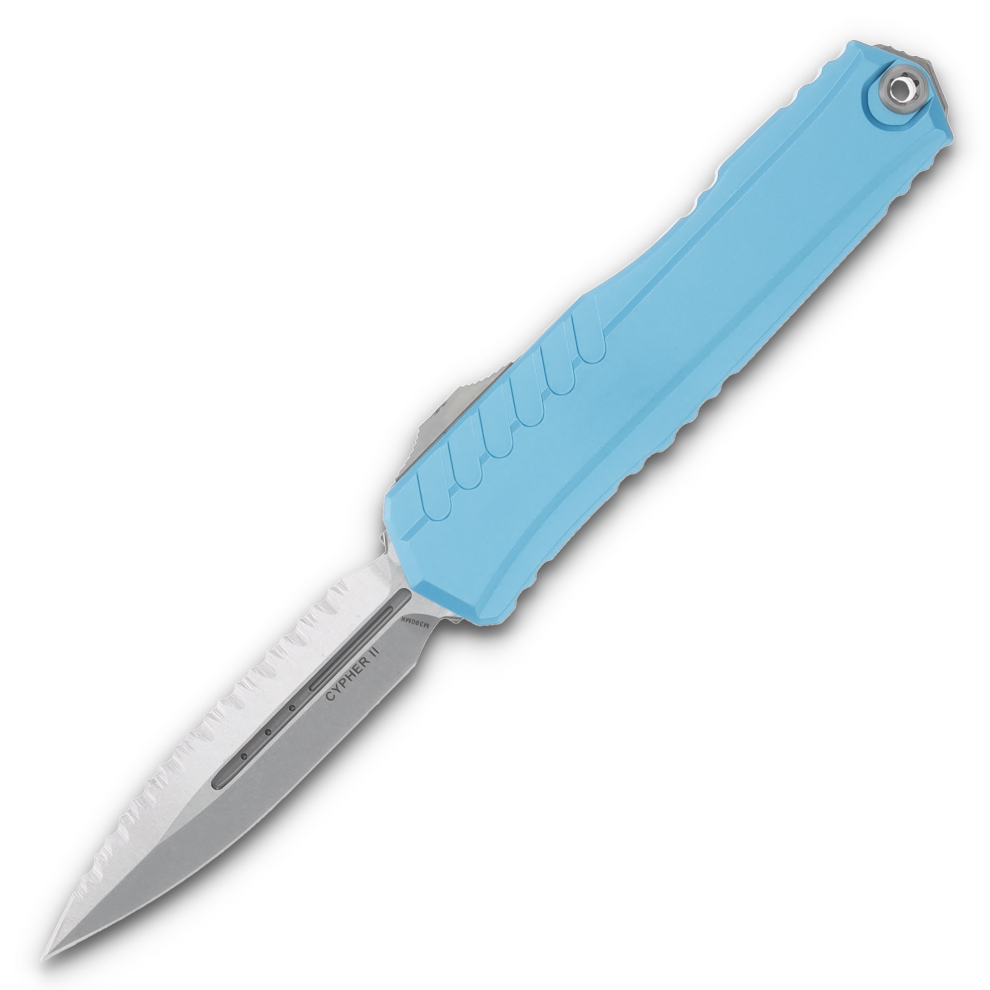 Microtech Cypher II D/E Turquoise Stonewash Full Serrated AUMT124212TQ View 1