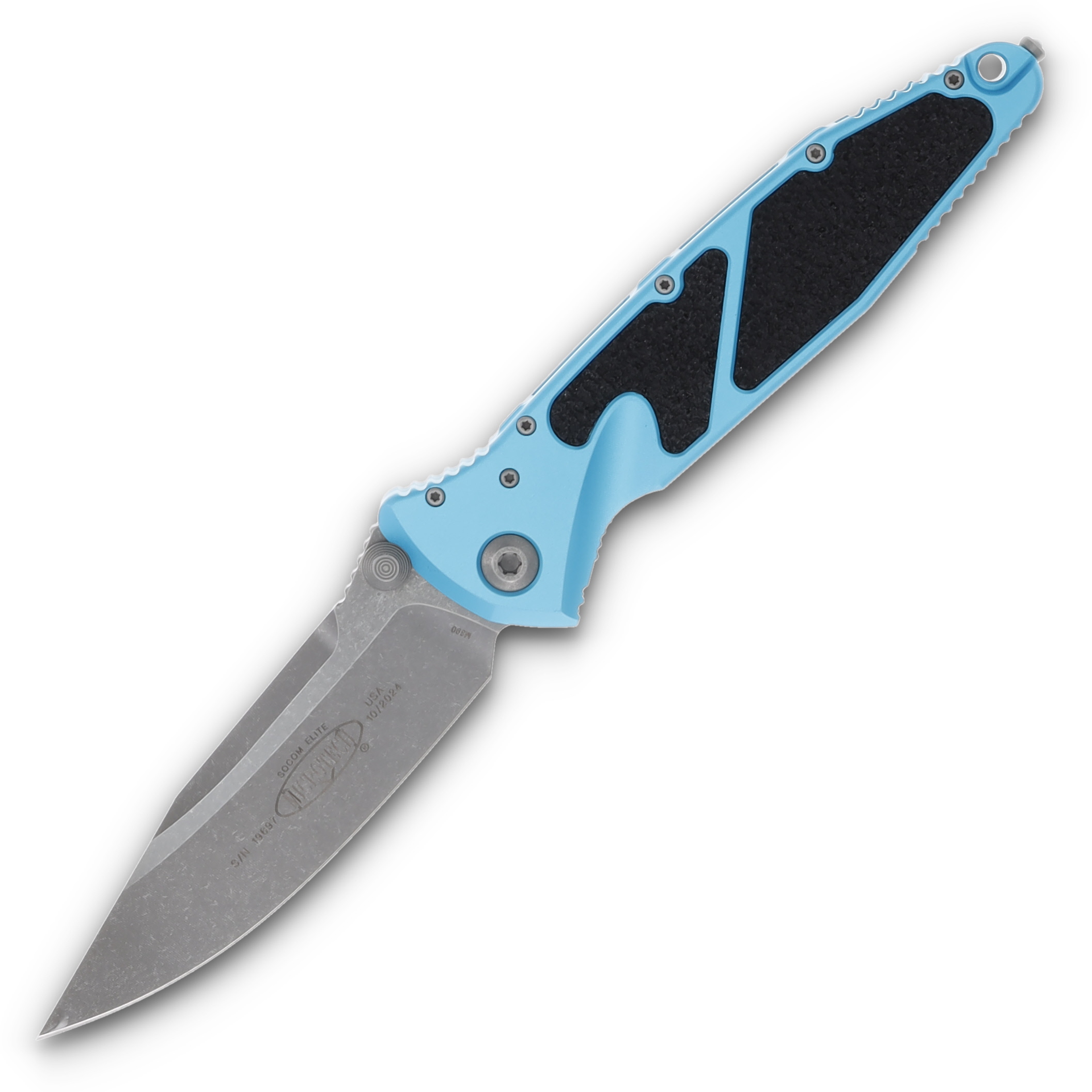 Microtech Socom Elite Turquoise 4in Apocalyptic Plain Clip Point Blade MT16010APTQ View 1