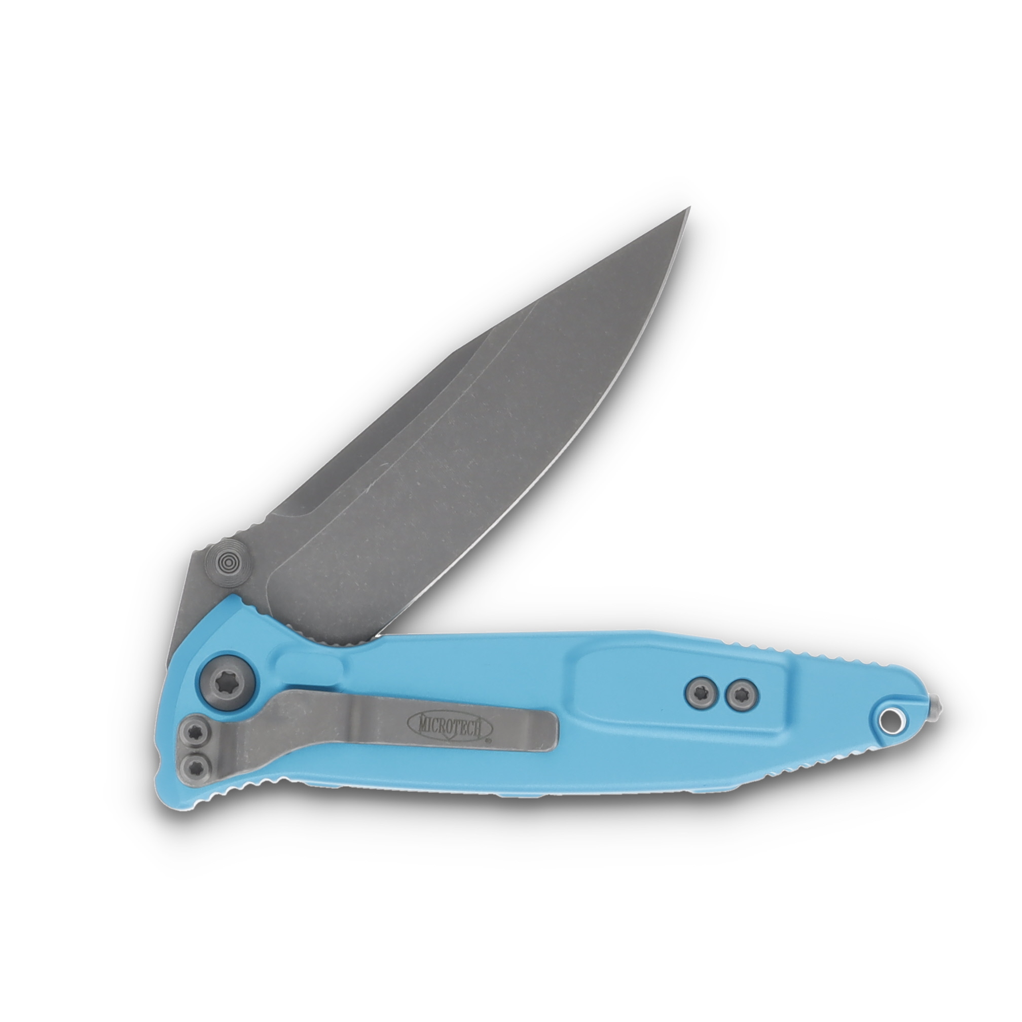 Microtech Socom Elite Turquoise 4in Apocalyptic Plain Clip Point Blade MT16010APTQ View 3