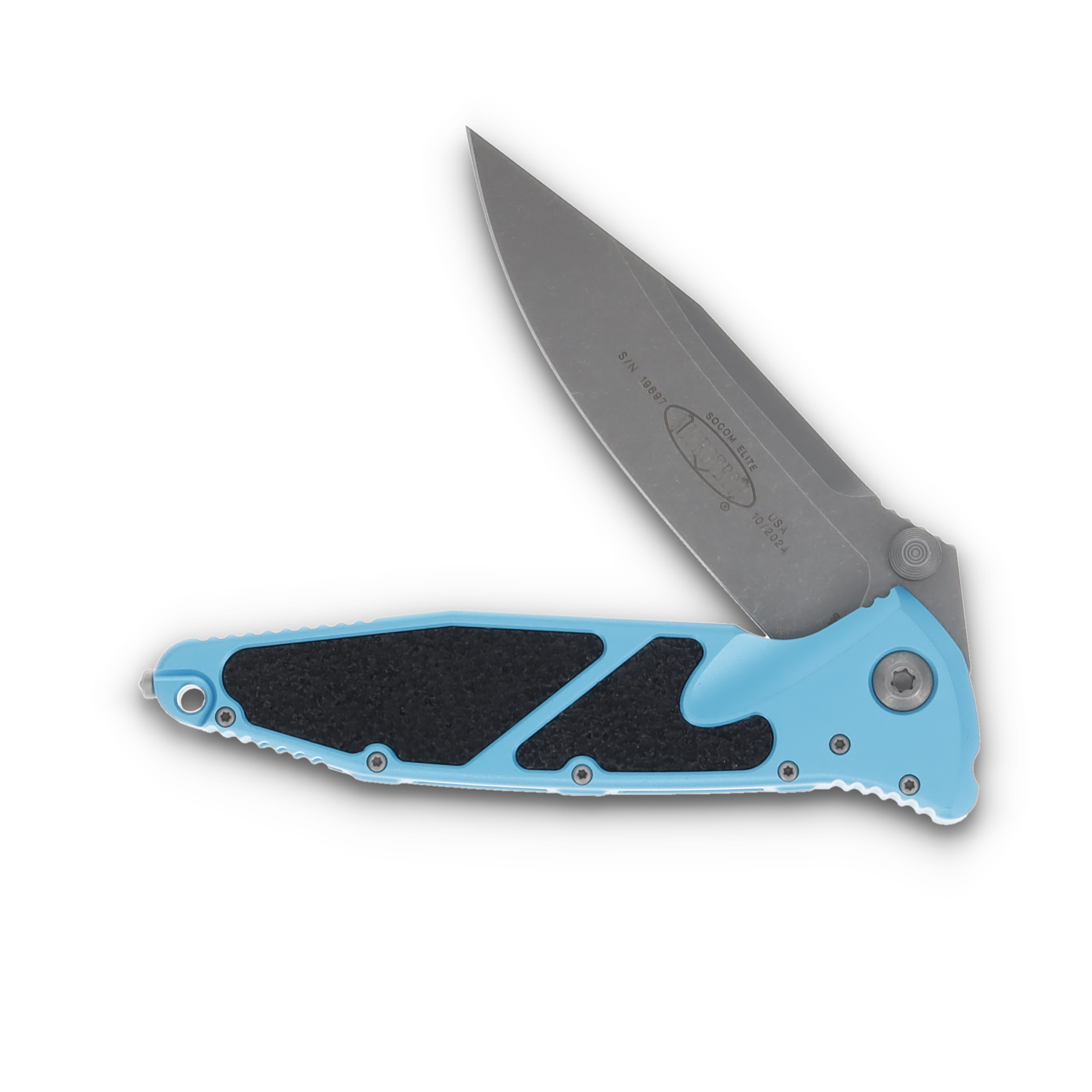 Microtech Socom Elite Turquoise 4in Apocalyptic Plain Clip Point Blade MT16010APTQ View 4
