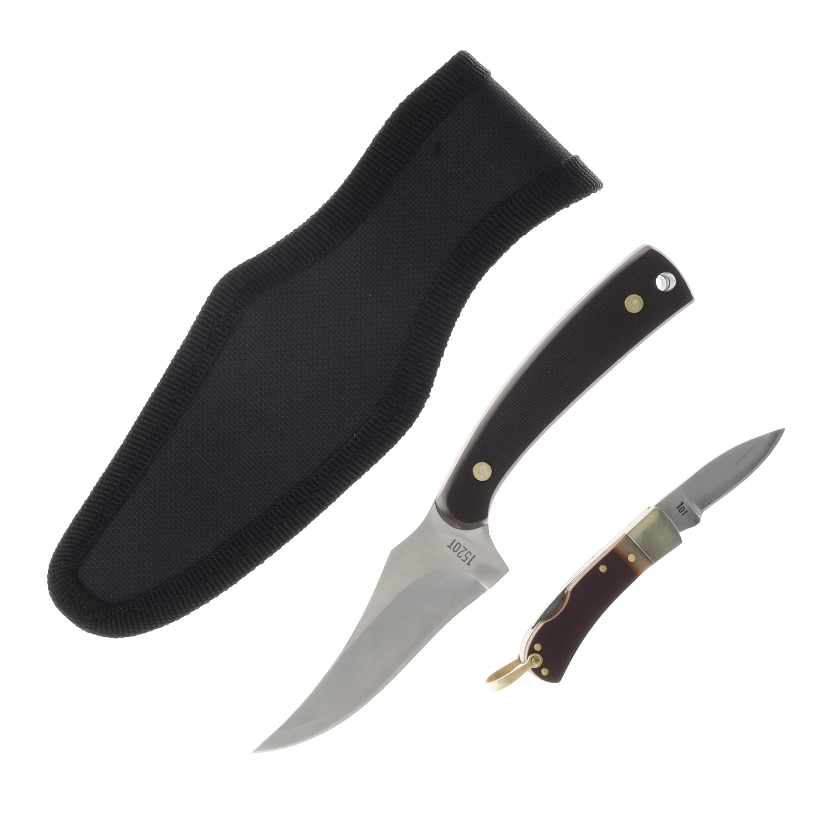 Old Timer 2 Pc Set Sharpfinger-Lockback Folder Brown Sawcut Delrin Handle Combo 1227067 View 2