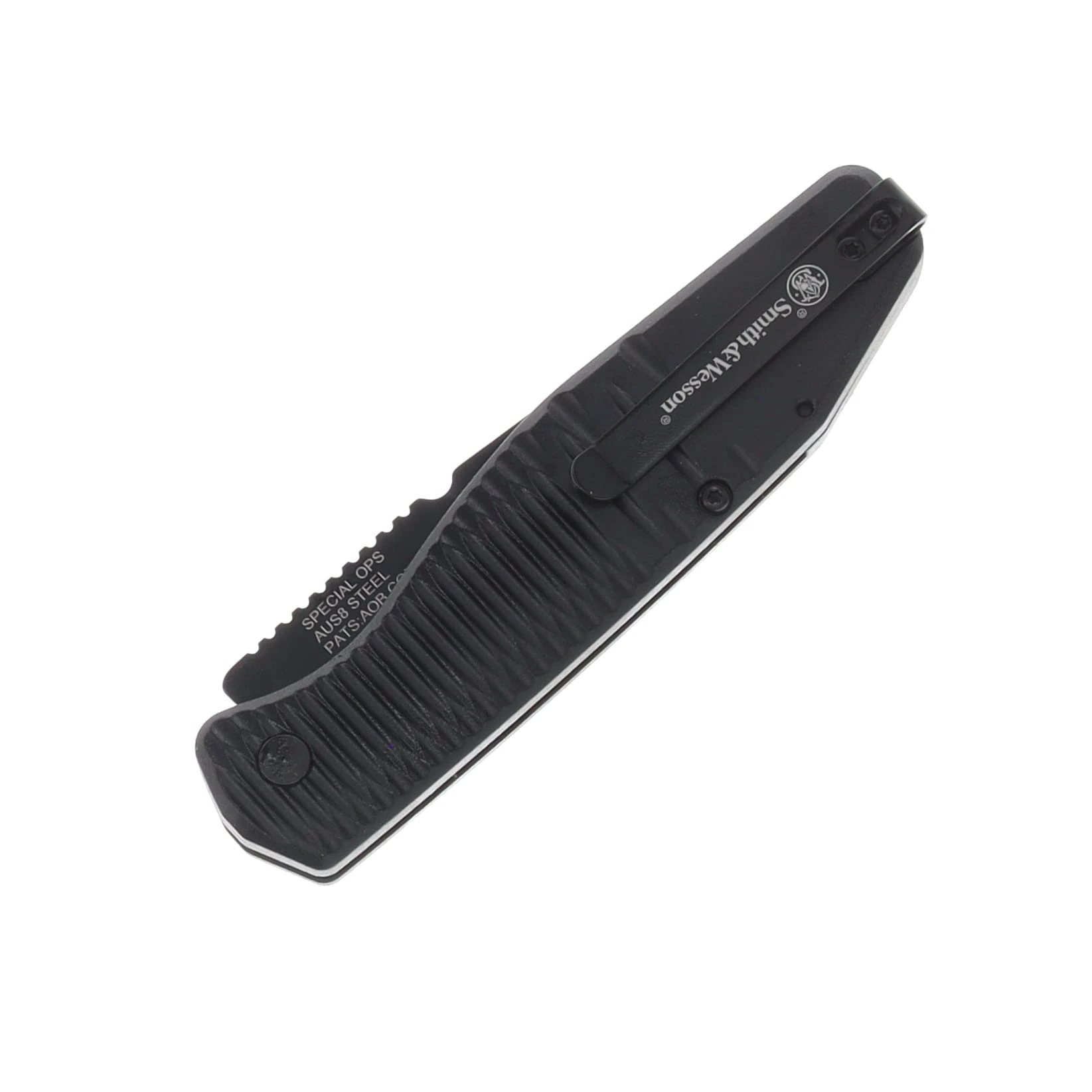 Smith and Wesson Special Ops Auto Knife 3.4in Plain Black Drop Point AU1215357 View 4