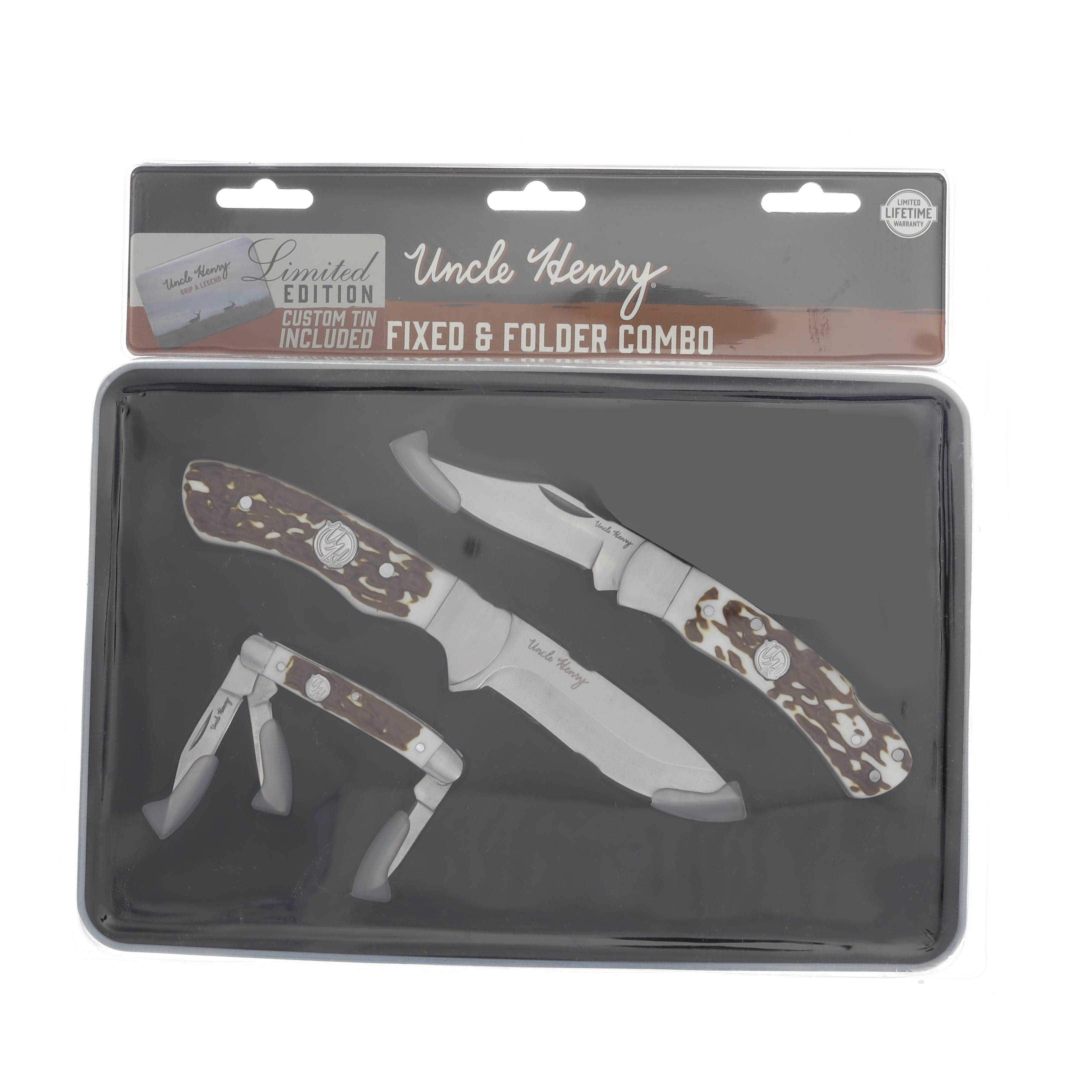 Uncle Henry Staglon Handle 3 pc Fixed/Linerlock/Folder Combo 1227079 View 17