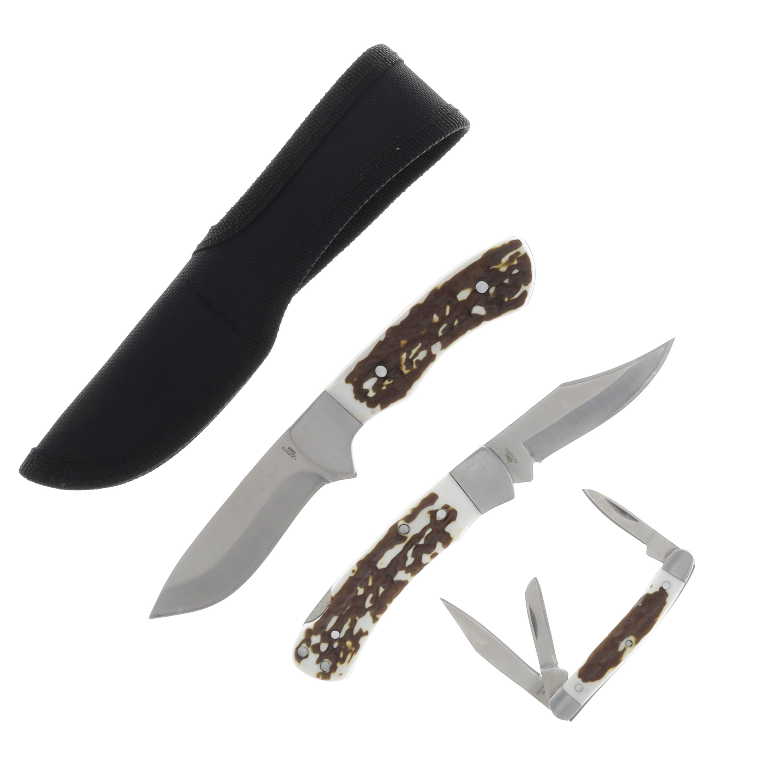 Uncle Henry Staglon Handle 3 pc Fixed/Linerlock/Folder Combo 1227079 View 3
