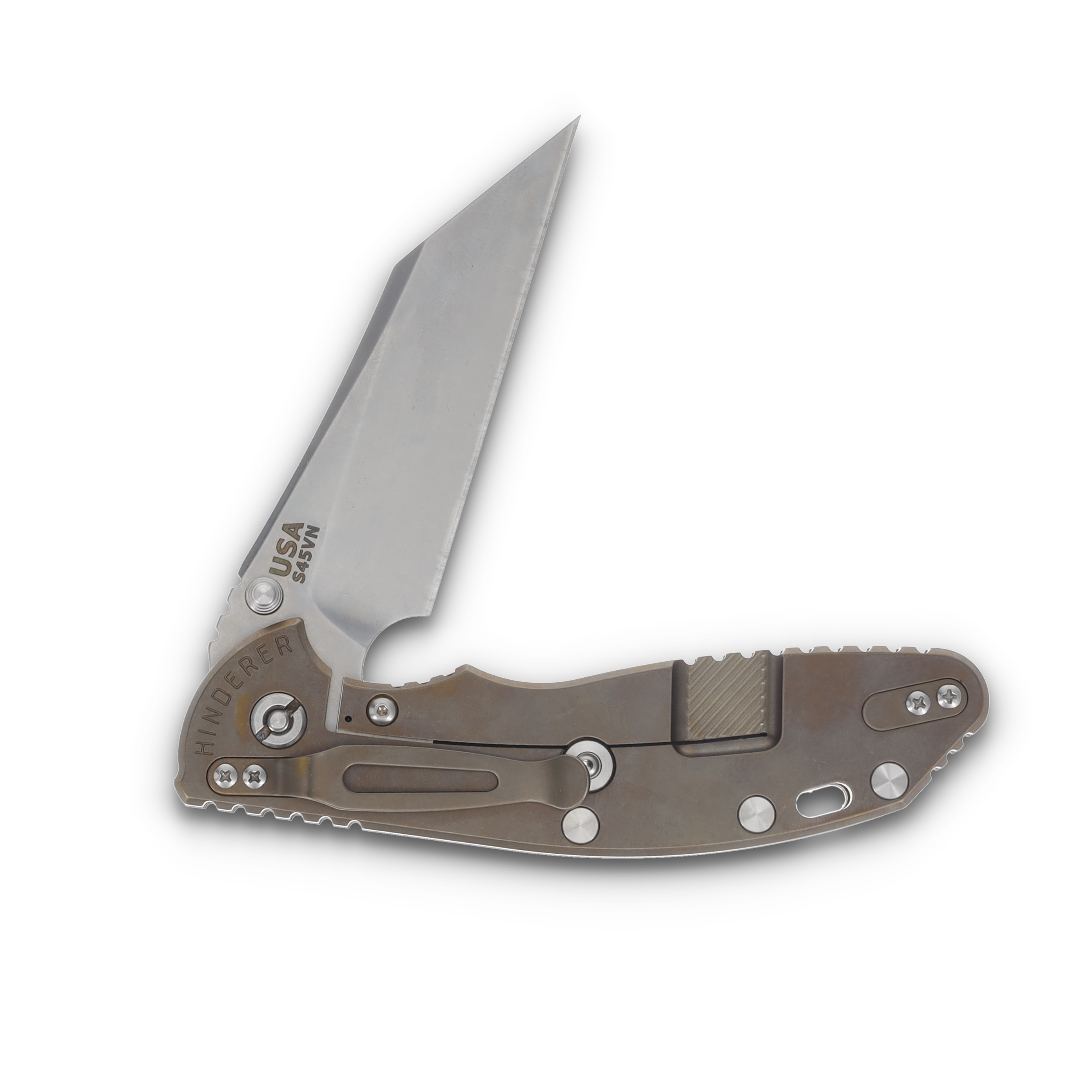 Hinderer 4.0 XM-24 Stonewash Bronze – Black 4in Plain Stonewash Skinny Wharncliffe KXM40SKWCSWBZBK View 4