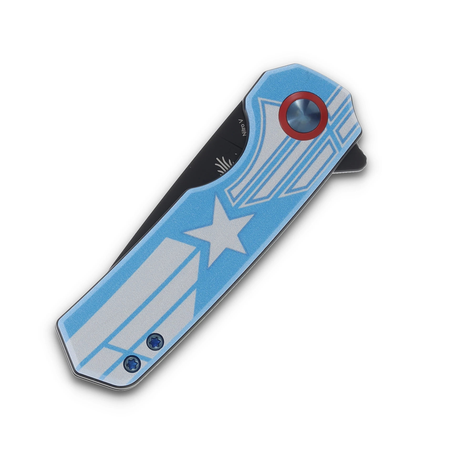 Kizer Lieb "Liberty" Blue UV Printed G-10 Handle Black Ti Coated Nitro V Blade V2541E5CA View 5