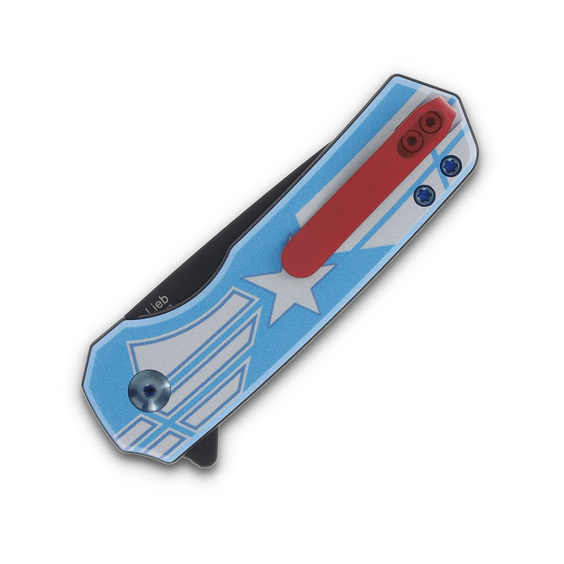 Kizer Lieb "Liberty" Blue UV Printed G-10 Handle Black Ti Coated Nitro V Blade V2541E5CA View 6