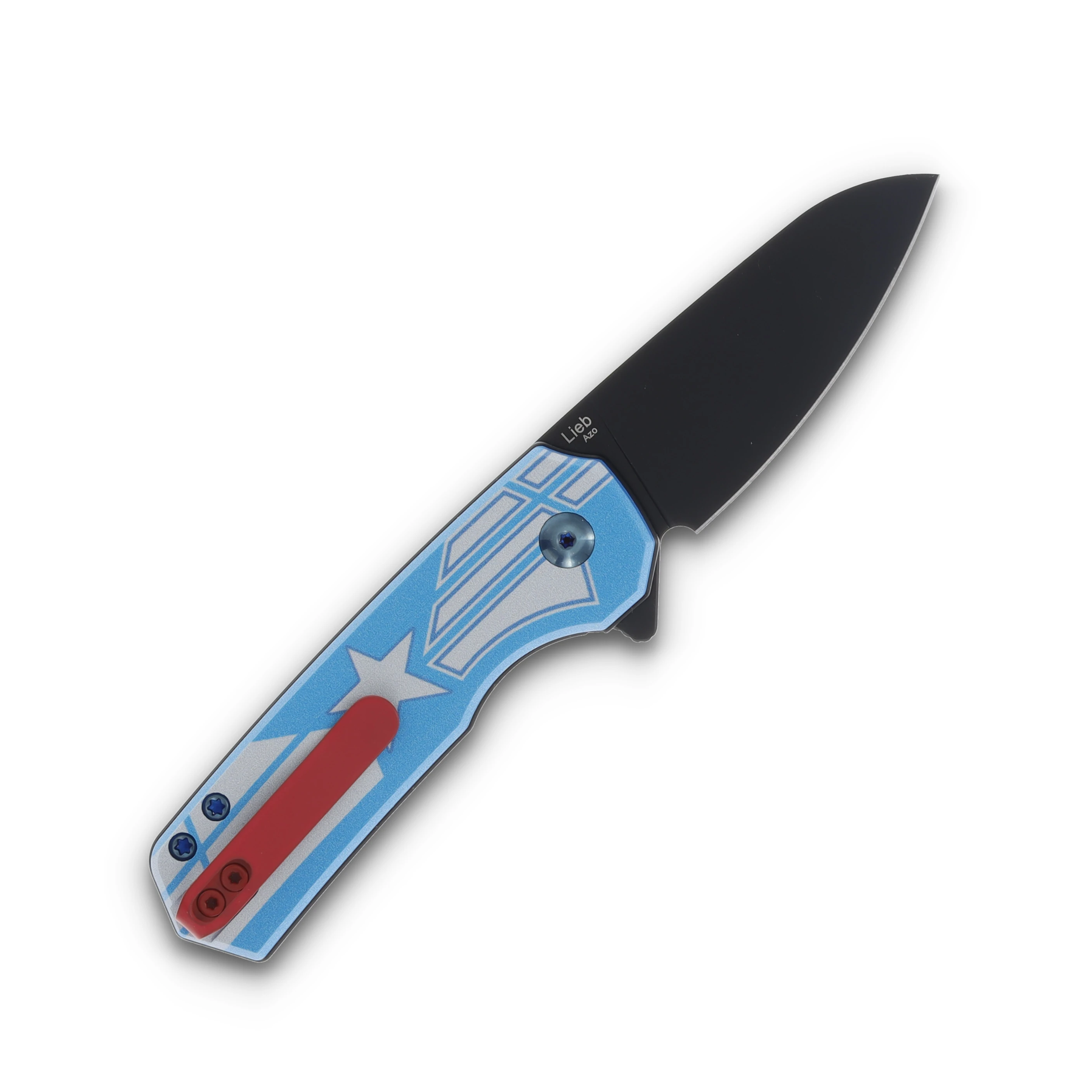 Kizer Lieb "Liberty" Blue UV Printed G-10 Handle Black Ti Coated Nitro V Blade V2541E5CA View 2