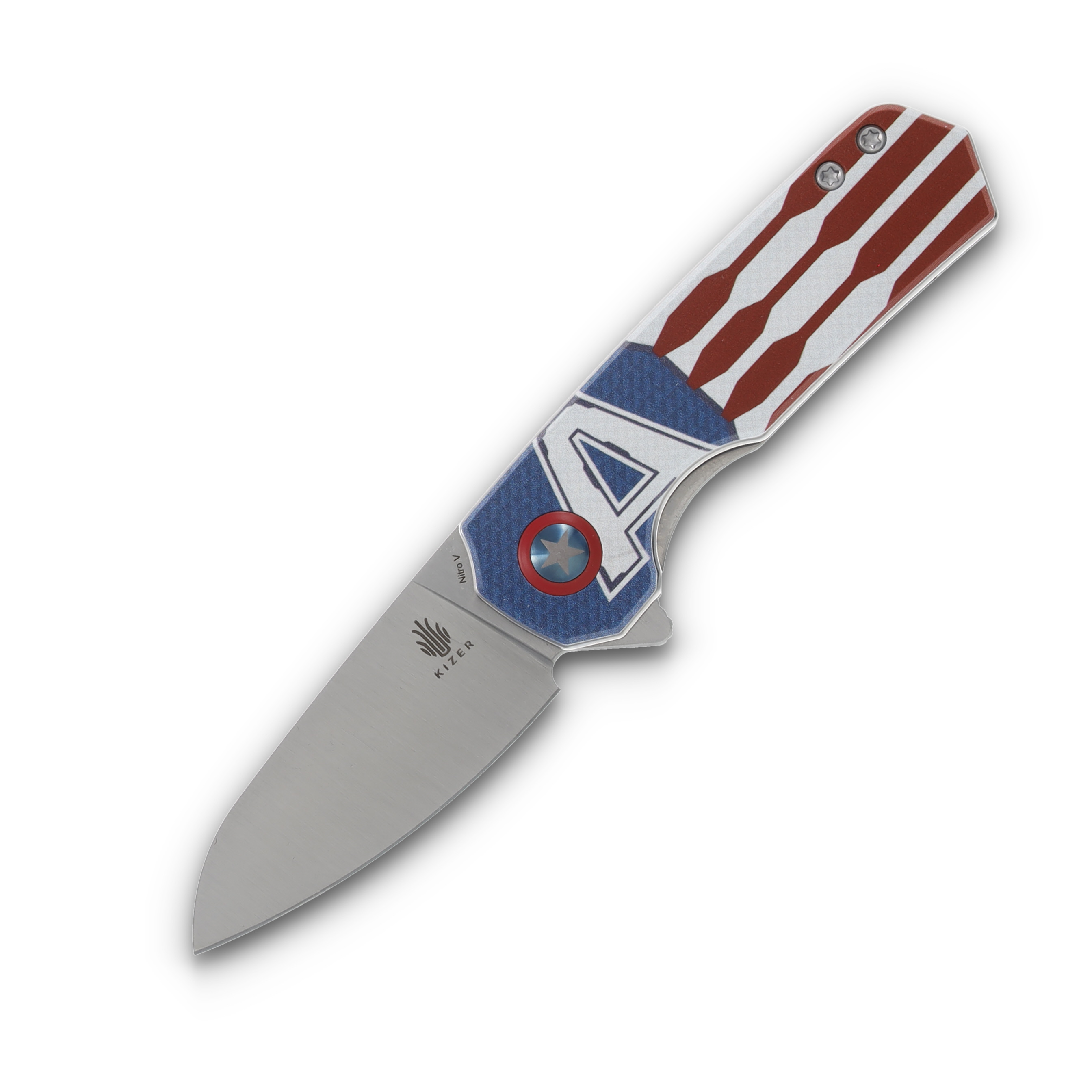 Kizer Lieb SMKW Exclusive Freedom Folding Knife 2.98in UV Printed Aluminum V2541E6CA2 View 1