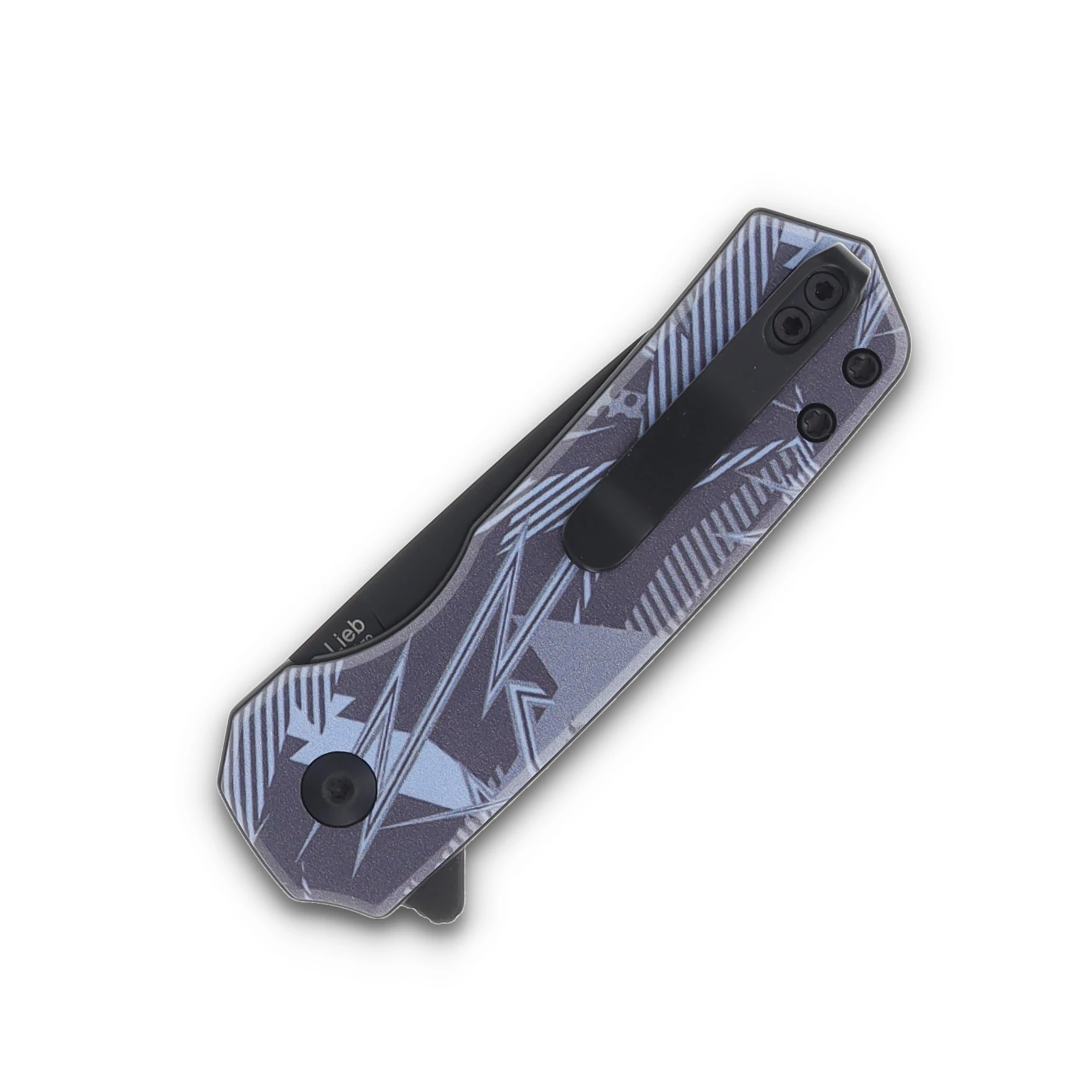 Kizer SMKW EXCLUSIVE Lieb "God Of Thunder" L/L UV Print G10 2.38" Blk Ti Drop Pt V2541E7T View 6