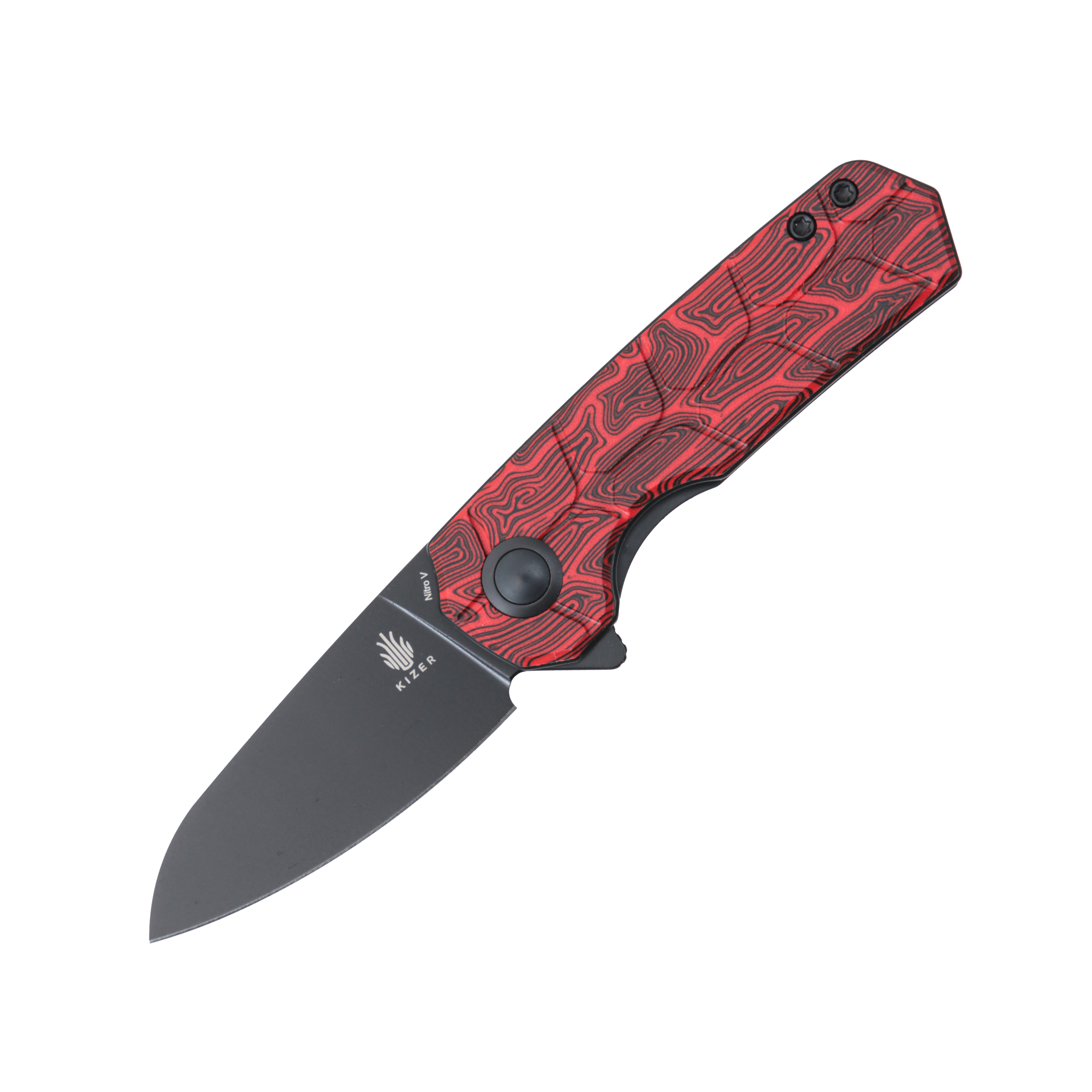Kizer Lieb SMKW Exclusive Burning Brute Folding Knife 2.98in Plain Red G10 V2541E15RH View 1