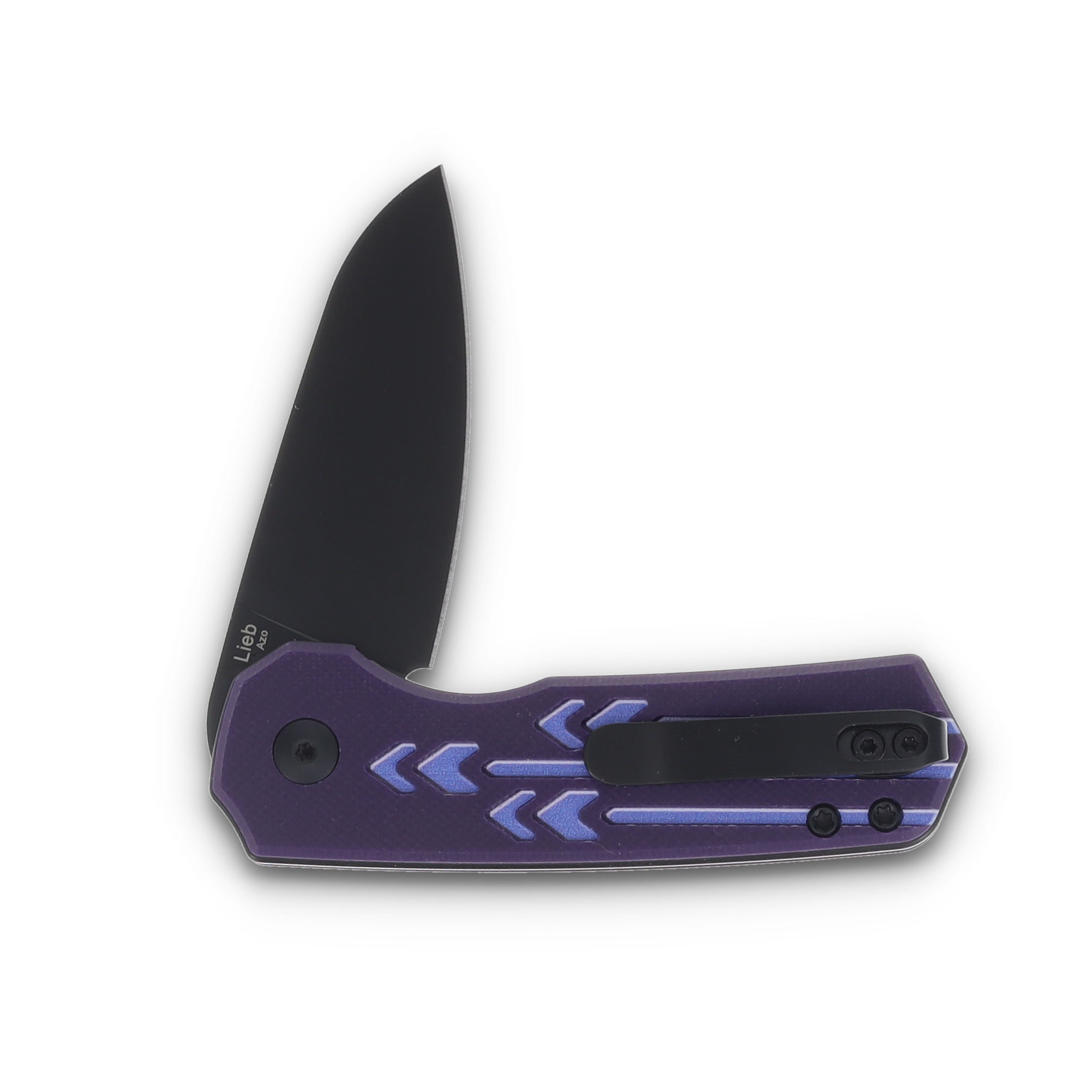 Kizer SMKW EXCLUSIVE Lieb "Bishop" L/L UV Print Purple G10 2.38" Black Ti Drop Pt V2541E17HE View 3
