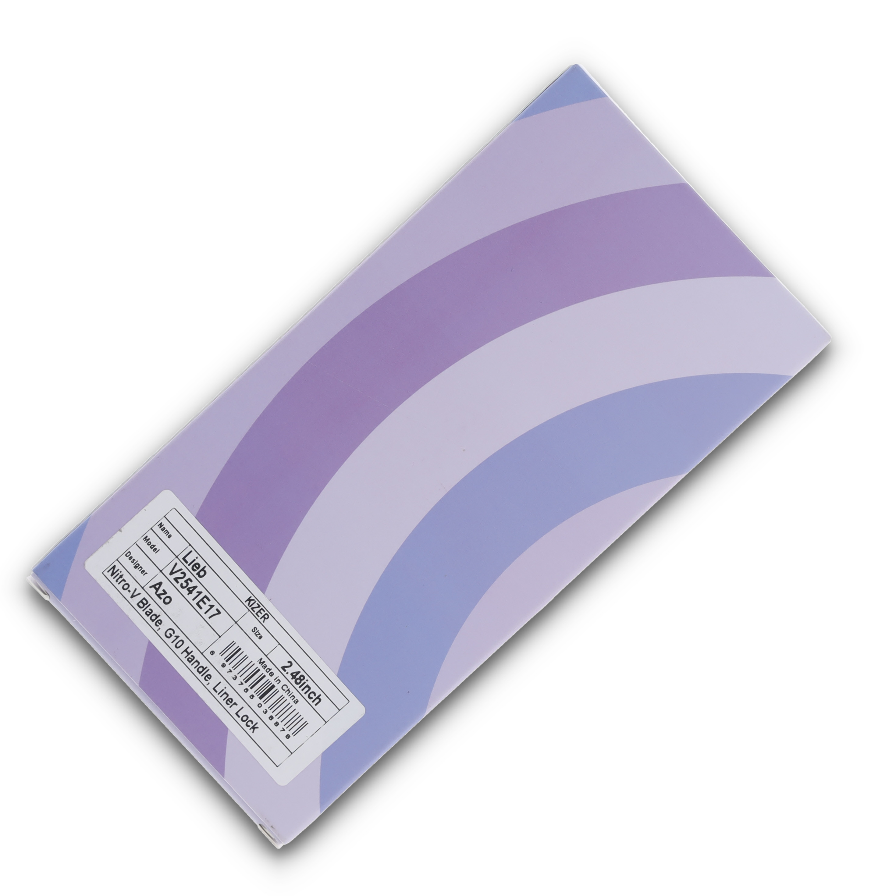 Kizer SMKW EXCLUSIVE Lieb "Bishop" L/L UV Print Purple G10 2.38" Black Ti Drop Pt V2541E17HE View 12