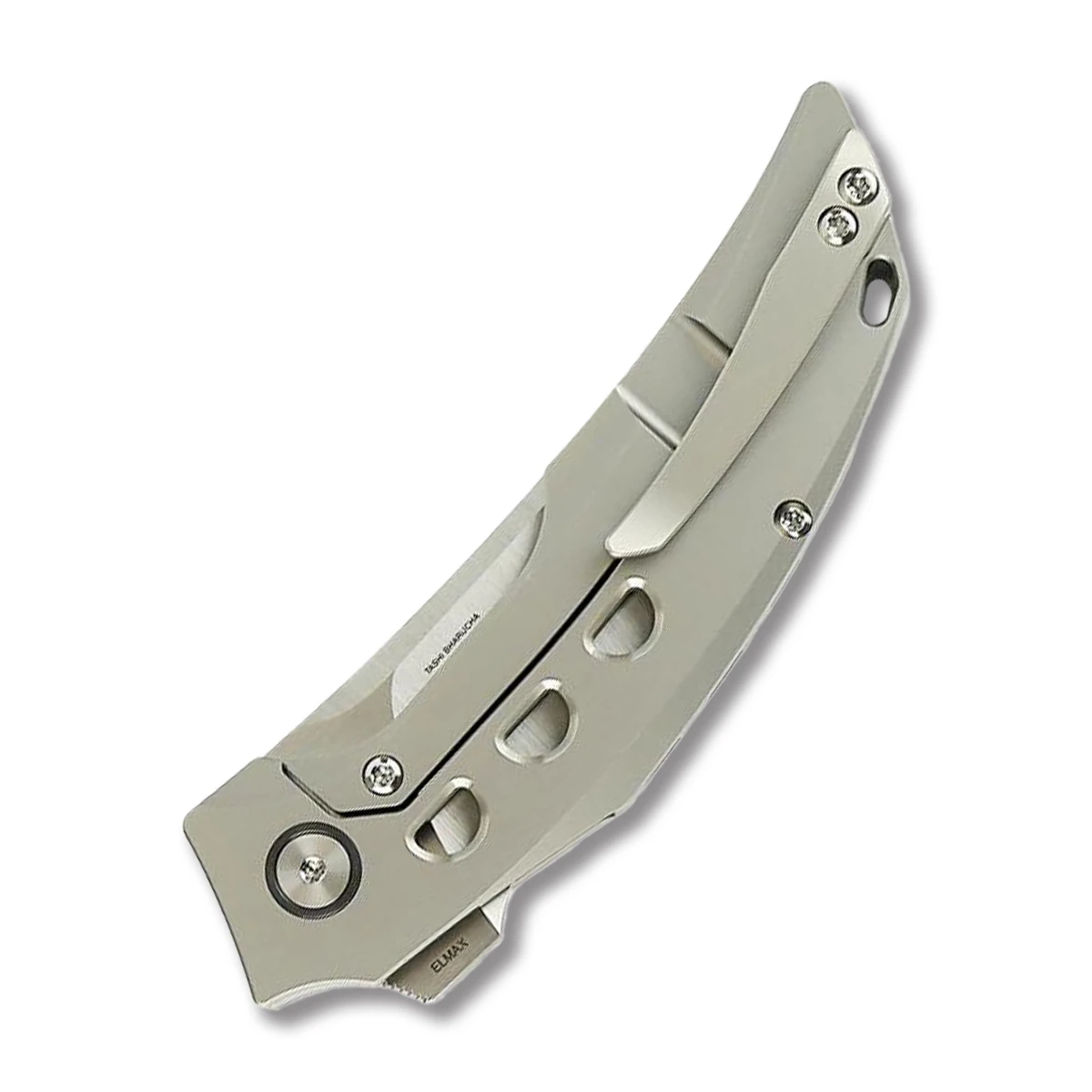 Reate Velocity Elmax Belt Satin Blade Ti-Blast with Holes, TI Bead Blast Clip REVELOCITY1 View 5