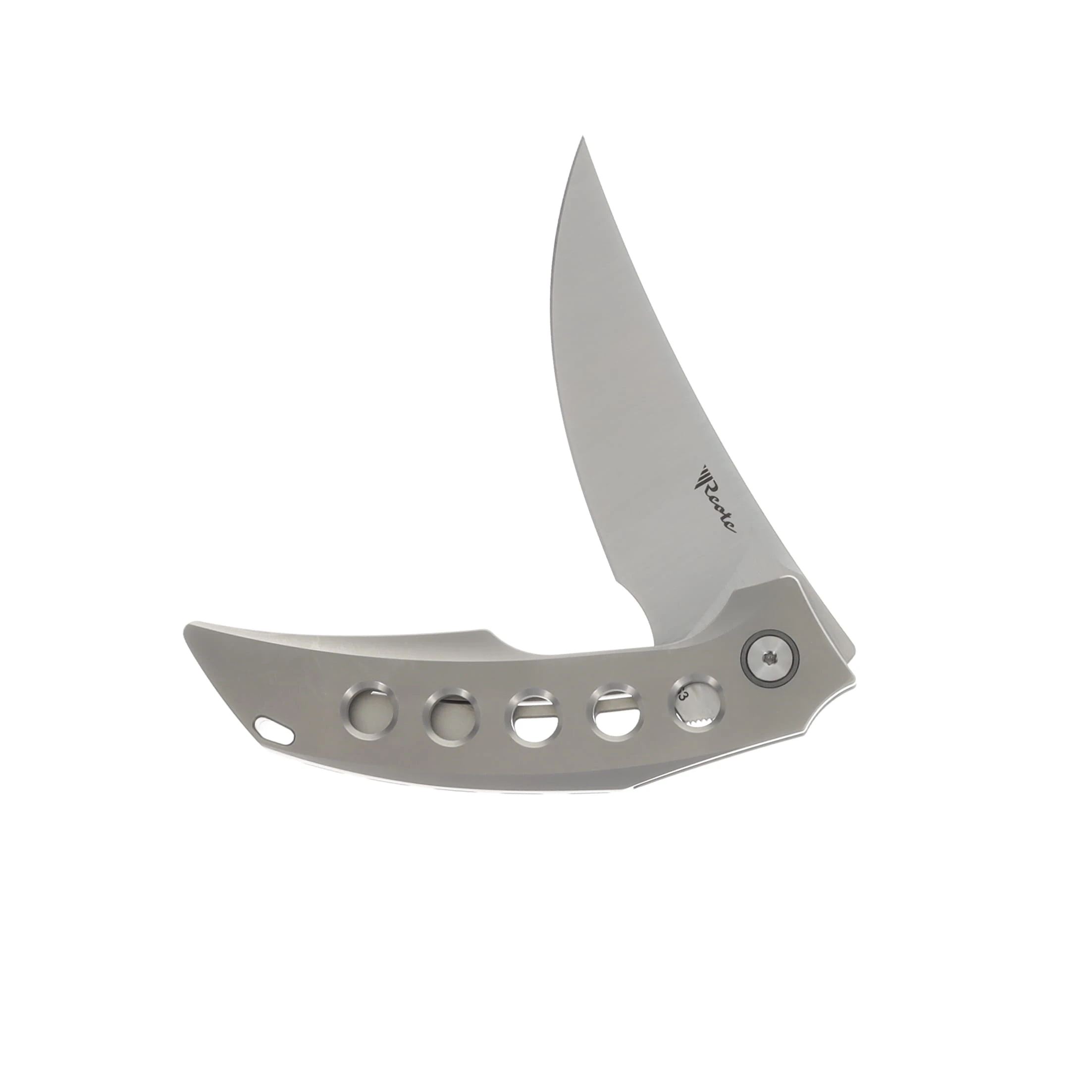 Reate Velocity Elmax Belt Satin Blade Ti-Blast with Holes, TI Bead Blast Clip REVELOCITY1 View 3