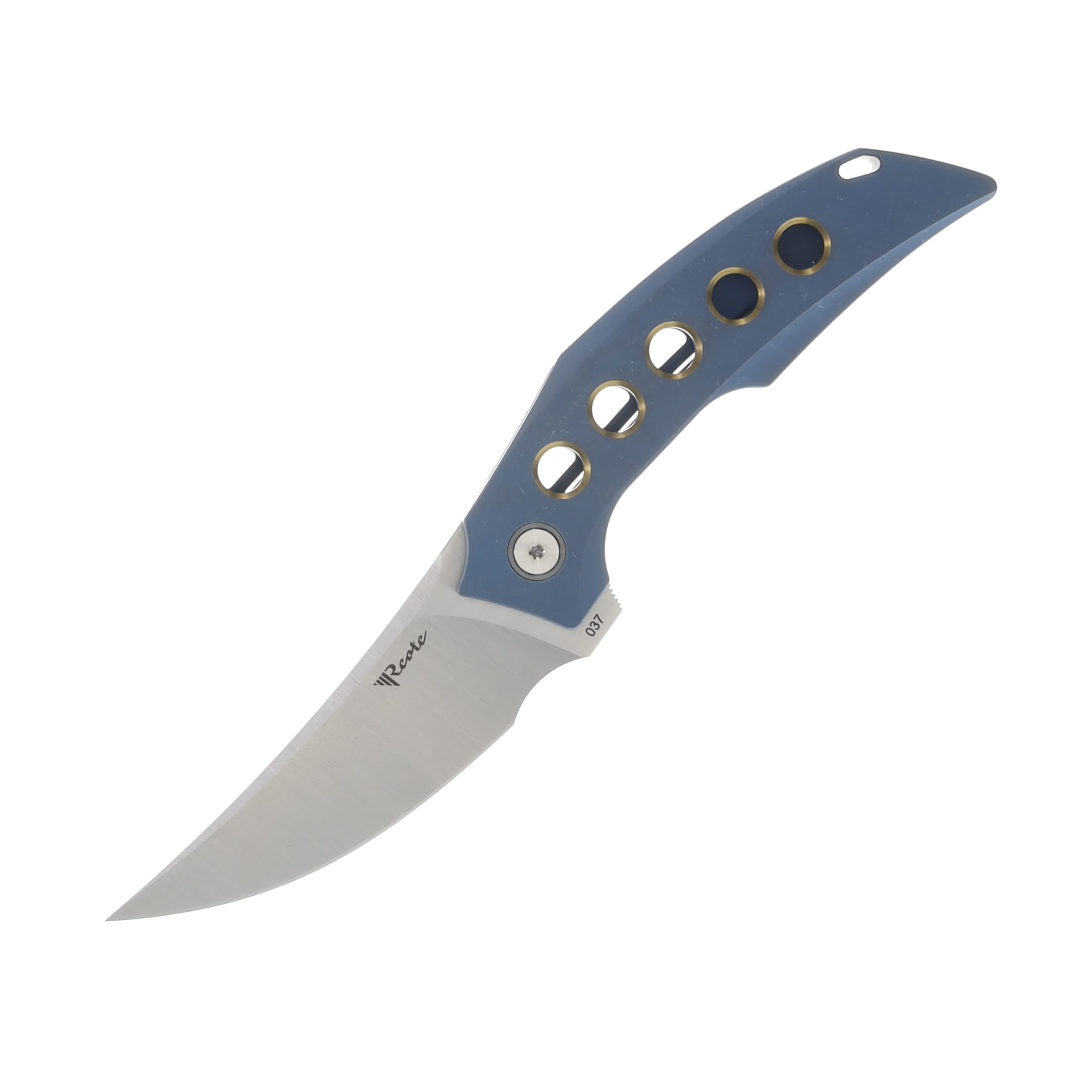 Reate Velocity Elmax Belt Satin, TI-Blue w Bronze Holes Handle, TI Blue Clip REVELOCITY2 View 1