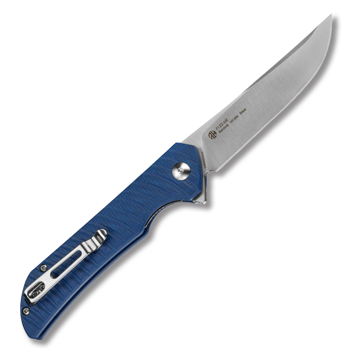 RUIKE P122 Folding Knife Blue Micarta 3.6in Satin Clip Point Blade RK-P122ME View 2