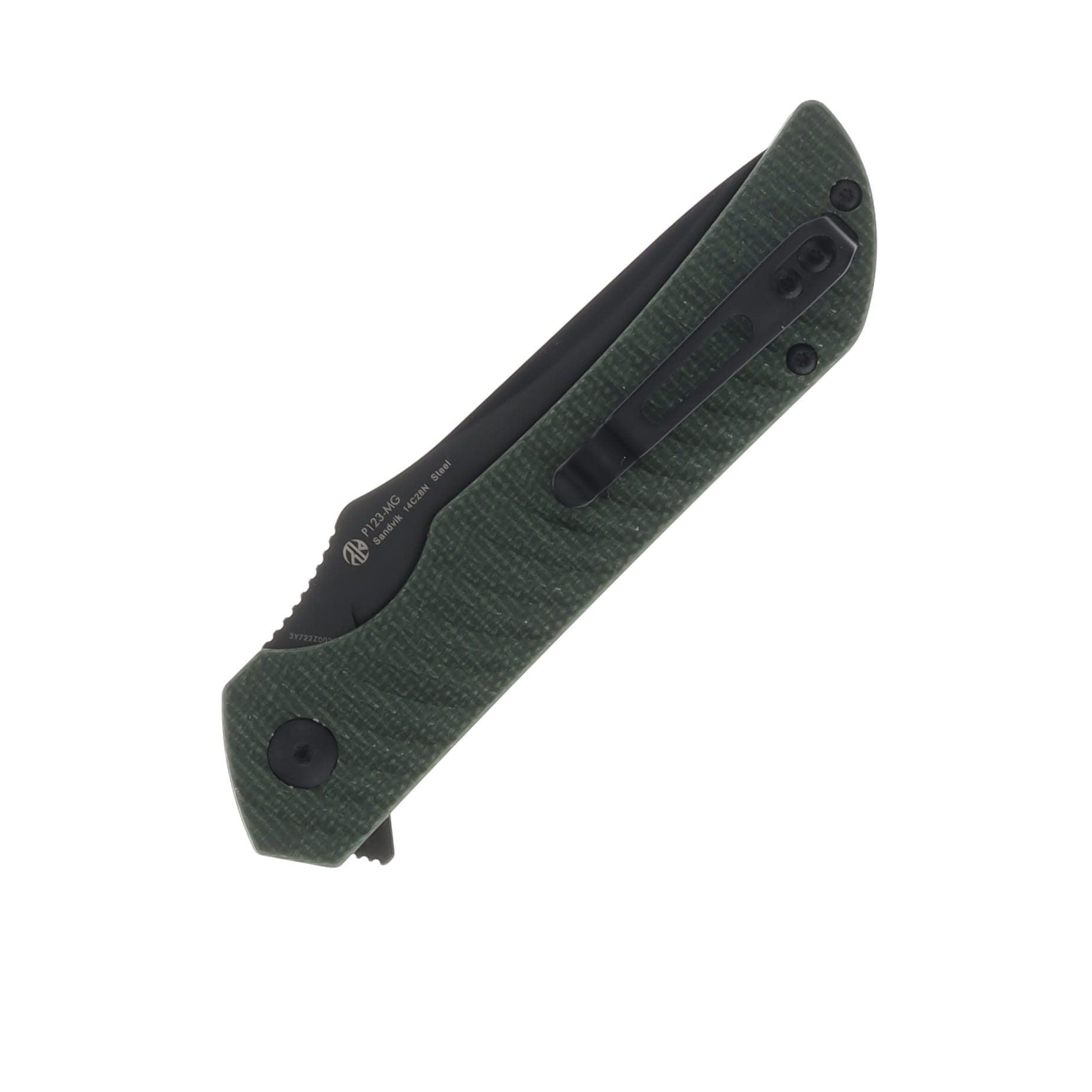 RUIKE P123 Folding Knife Green Micarta 3.6in Black Drop Point Blade RK-123MG View 4