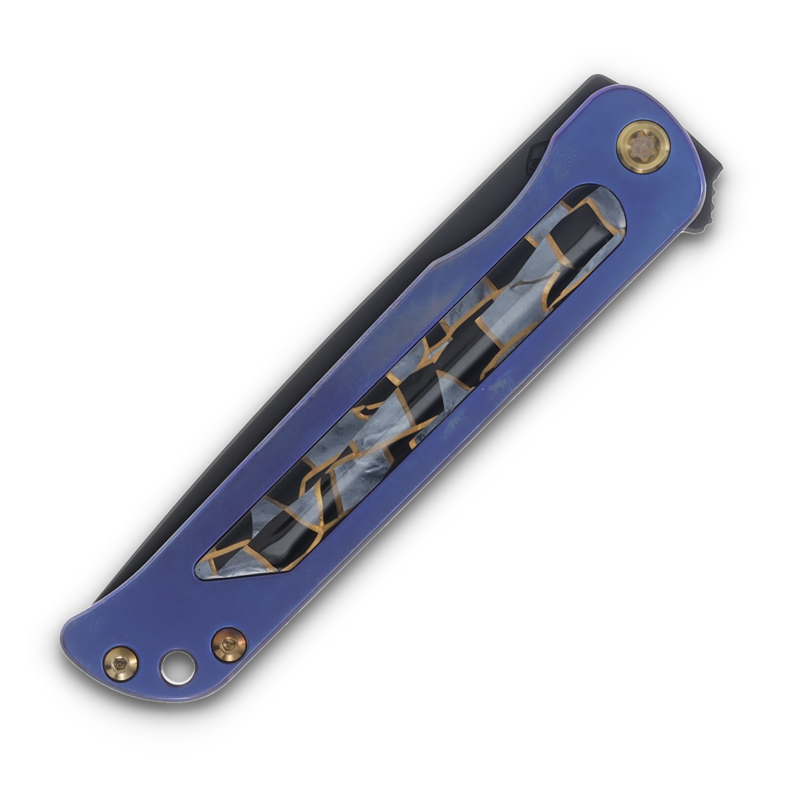 Medford T-Bone Blue Mosaic 4in Plain Black DLC Tanto Bronze Hardware MK2154PT-37A2-T1C1-B1 View 5