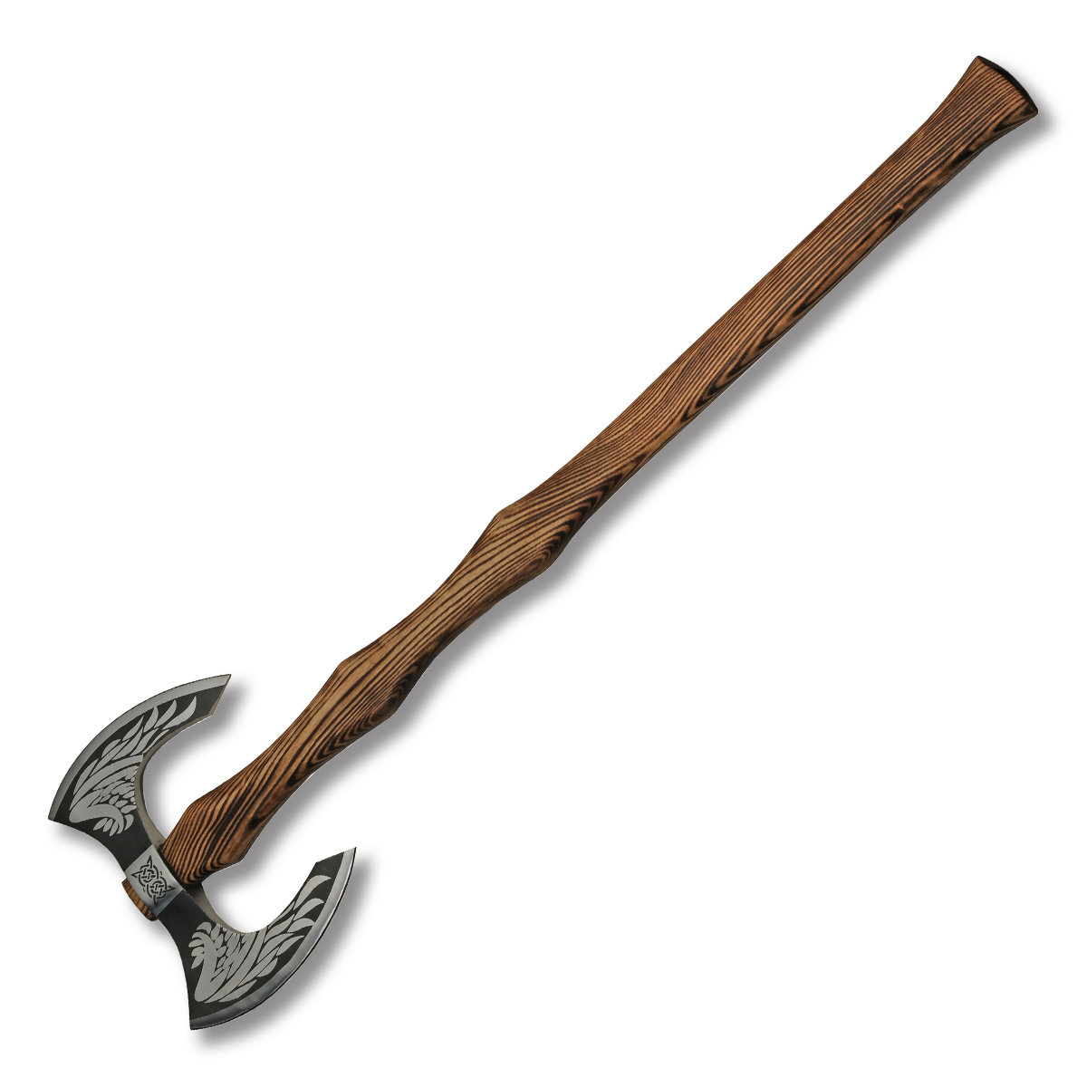 Szco Double Raven Bearded Axe Ash Wood 10” x 8” Stainless Steel Sheath 882481 View 1