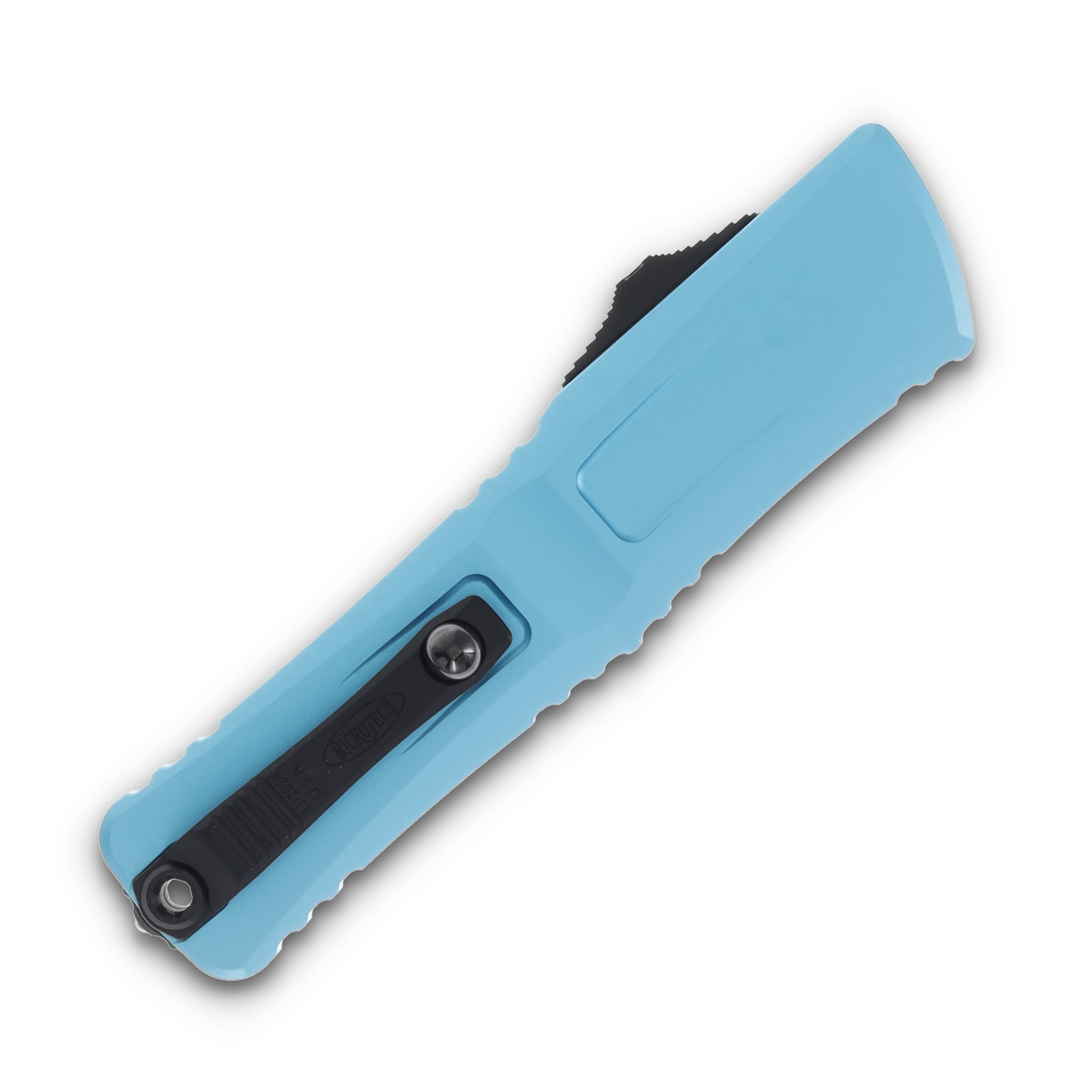 Microtech Combat Troodon Gen III Turquoise OTF Black Part Serrated Blade AUMT11432TQ View 4