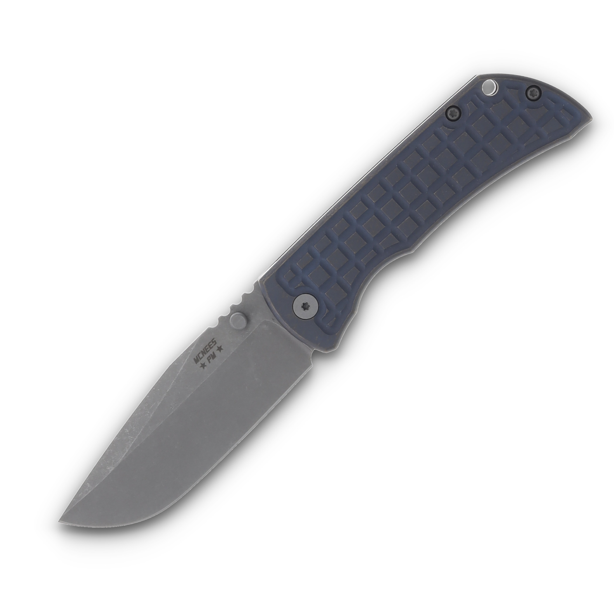McNee's MAC2 3.5  Folding Knife Frag Patterned Atomic Blue/Bronze Titanium MAC235FGABLBZ View 1