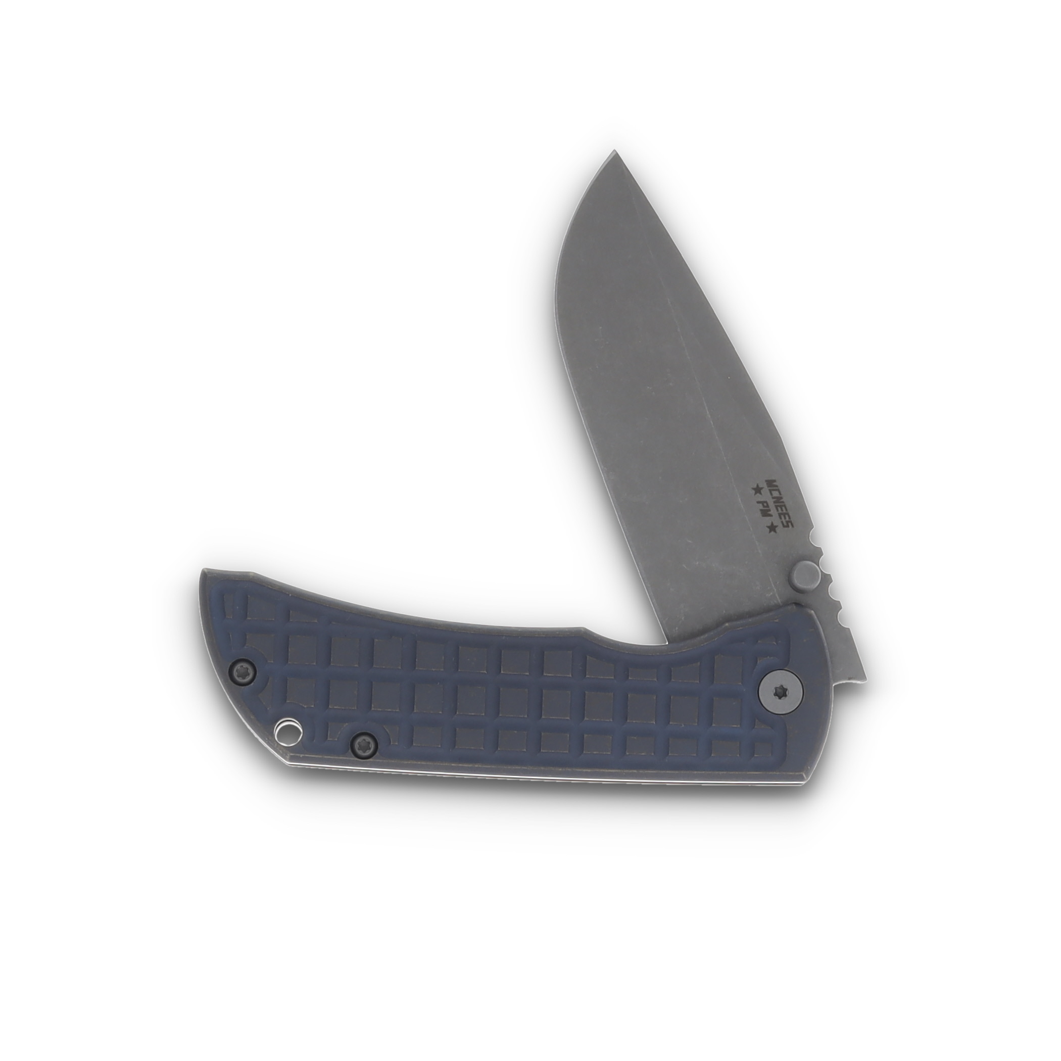 McNee's MAC2 3.5  Folding Knife Frag Patterned Atomic Blue/Bronze Titanium MAC235FGABLBZ View 4