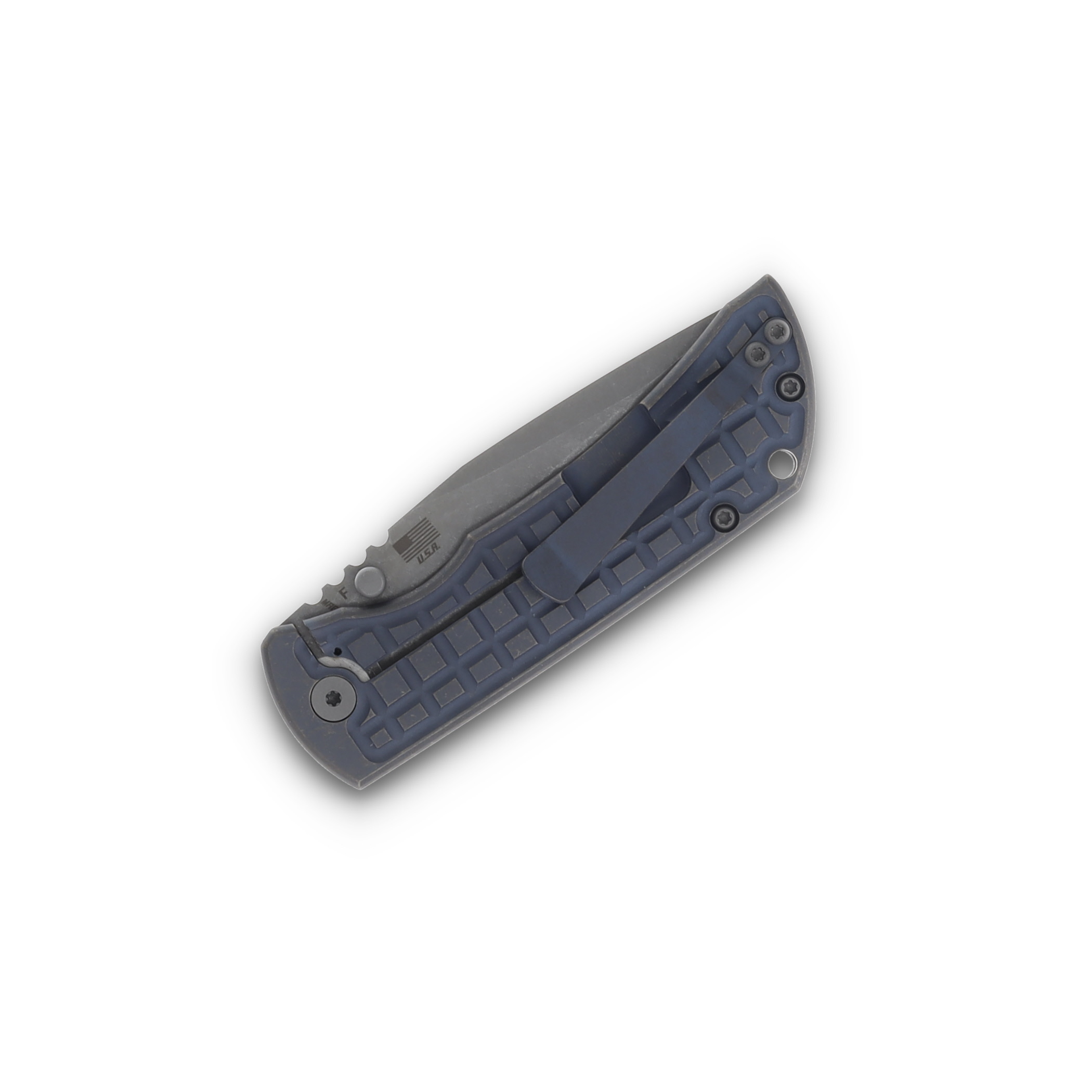 McNee's MAC2 3.5  Folding Knife Frag Patterned Atomic Blue/Bronze Titanium MAC235FGABLBZ View 6