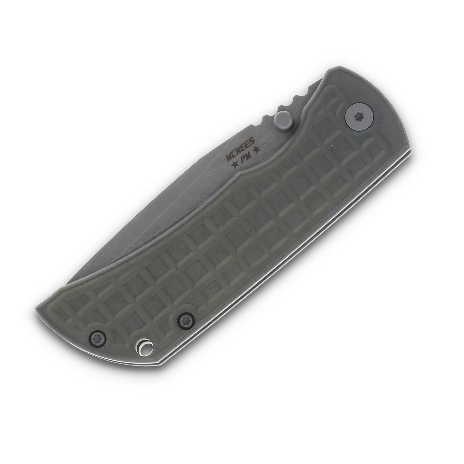McNee's MAC2 3.5  Folding Knife Frag Patterned Atomic Green/Bronze Titanium MAC235FGAGNBZ View 5