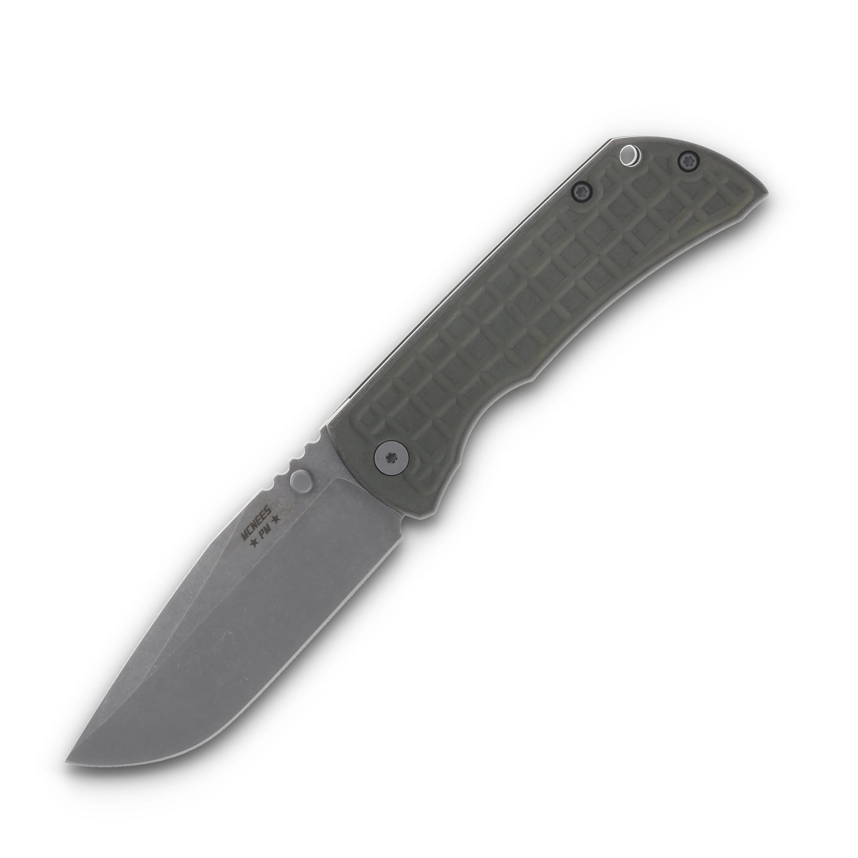 McNee's MAC2 3.5  Folding Knife Frag Patterned Atomic Green/Bronze Titanium MAC235FGAGNBZ View 1