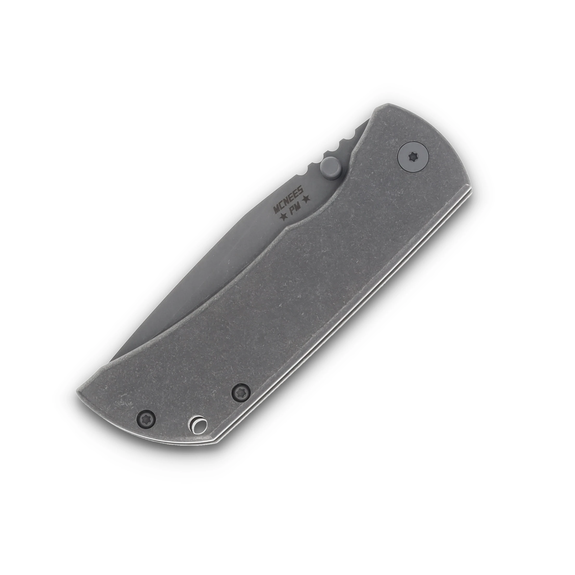 McNee's MAC2 3.5 Framelock Smooth Bright Atomic Titanium 3.5" Stonewash Drop Pt MAC235SMBTA View 5