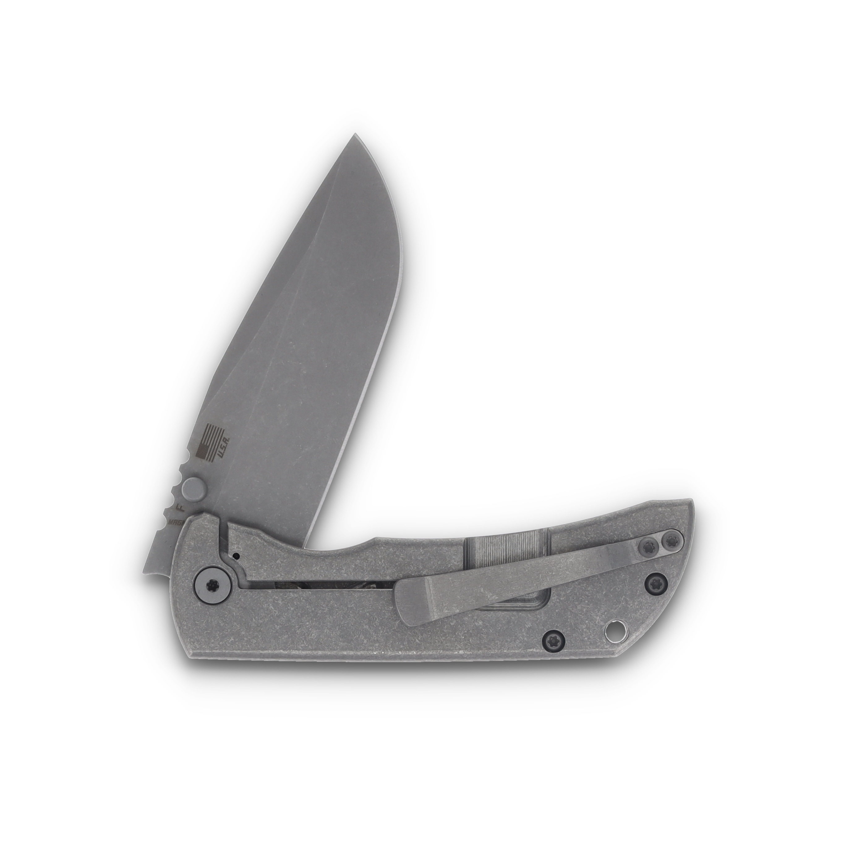 McNee's MAC2 3.5 Framelock Smooth Bright Atomic Titanium 3.5" Stonewash Drop Pt MAC235SMBTA View 4