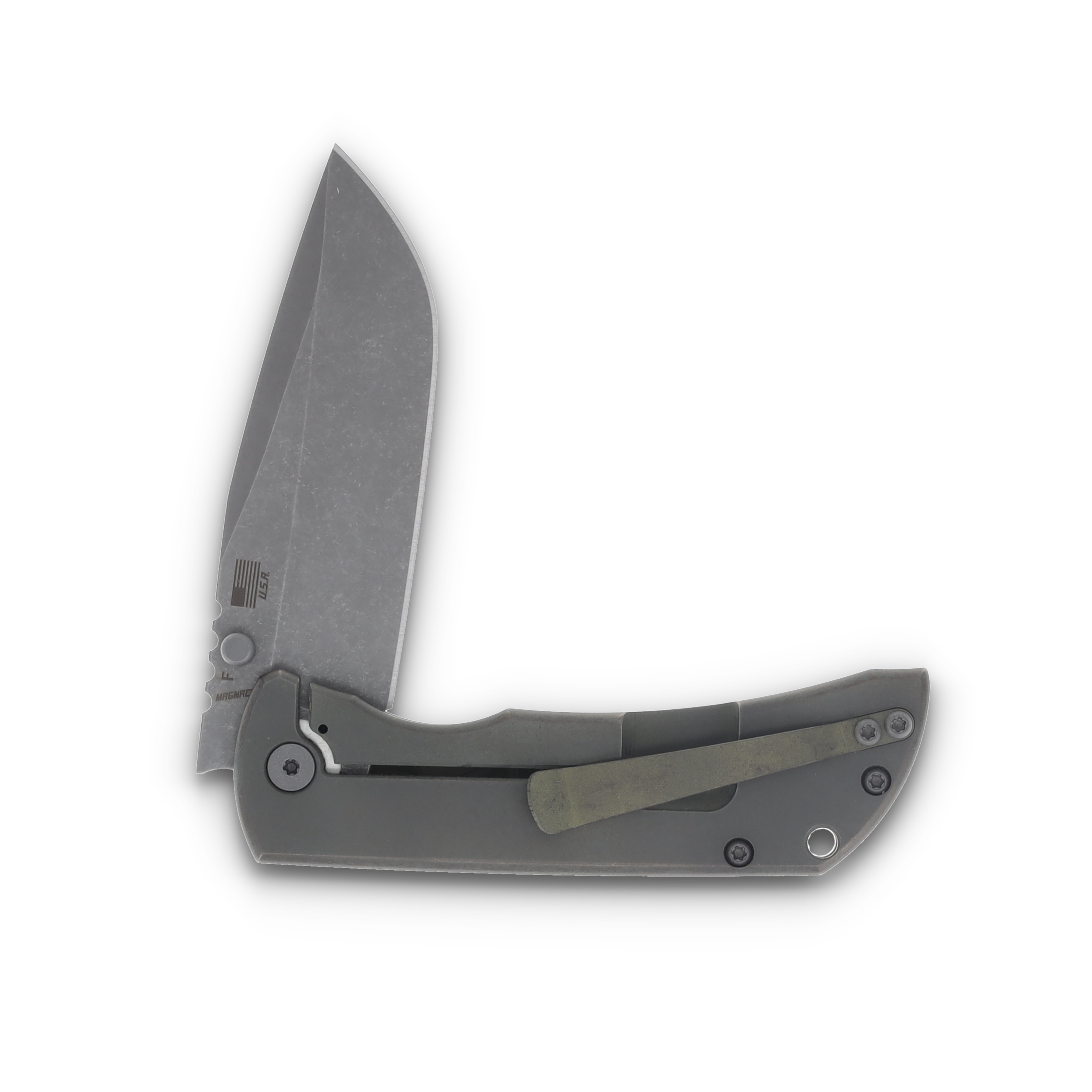 McNee's MAC2 3.5 Folding Knife Green/Bronze Smooth Titanium MAC235SMAGNBZ View 4