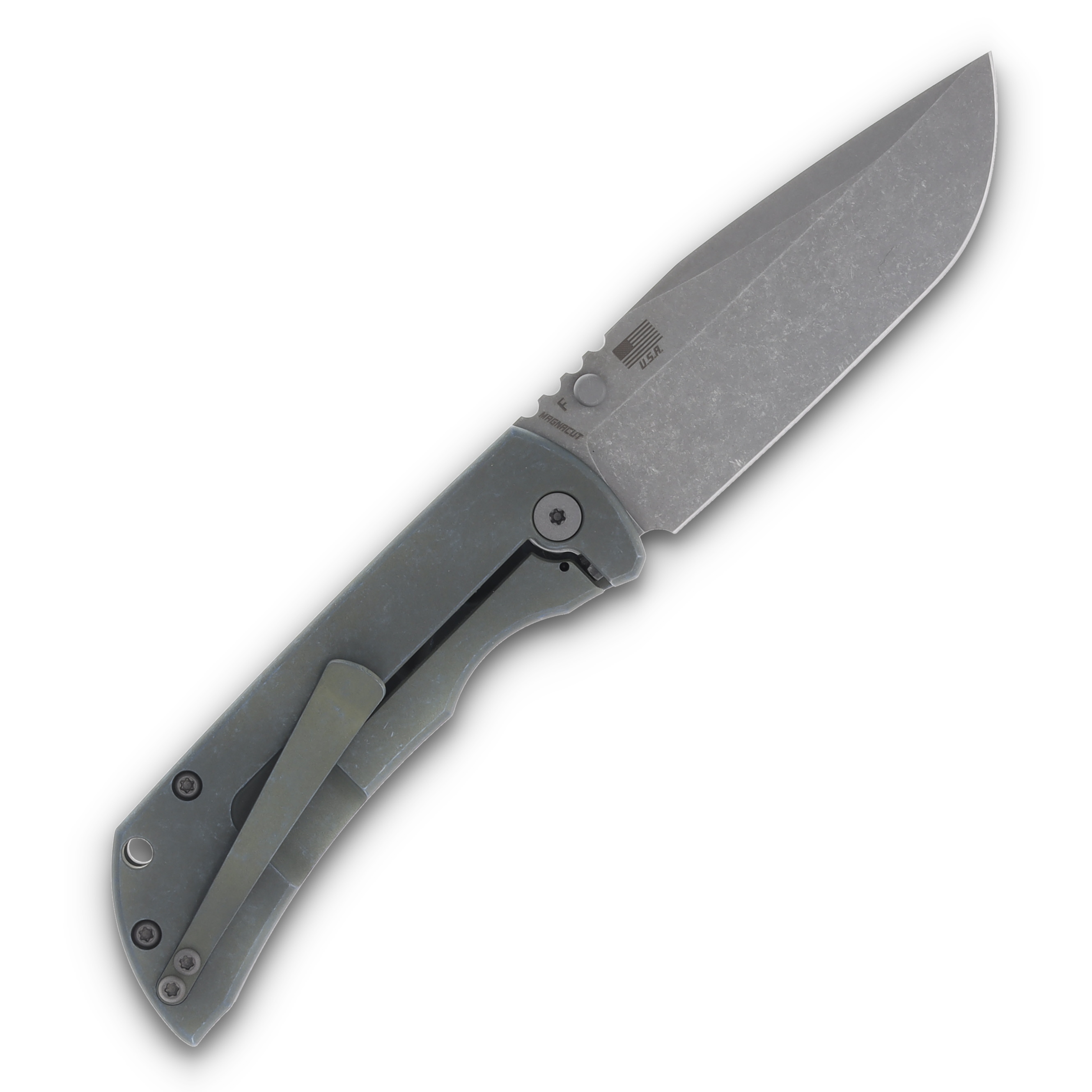 McNee's MAC2 3.5 Folding Knife Green/Blue Smooth Titanium MAC235SMAGNBL View 2