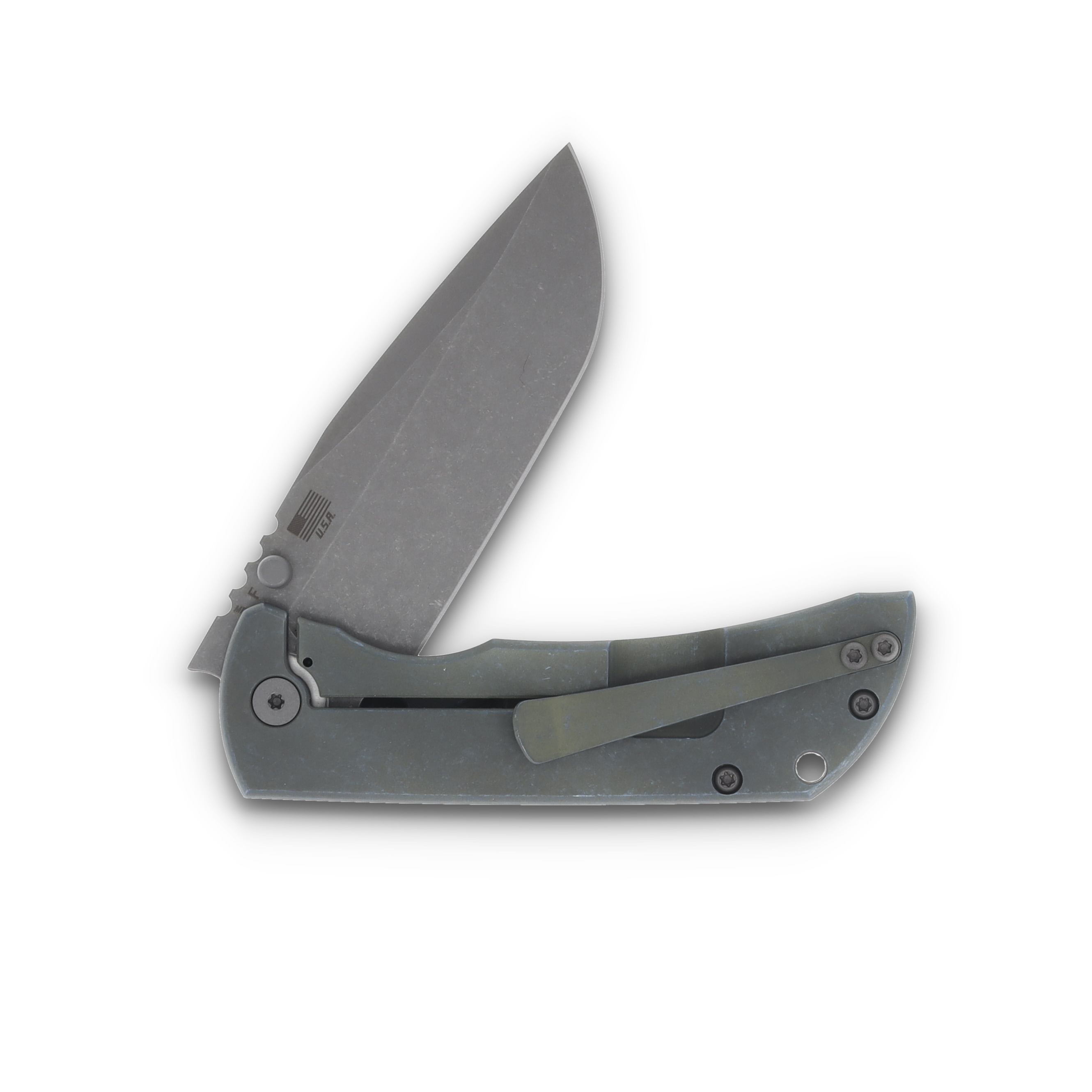 McNee's MAC2 3.5 Folding Knife Green/Blue Smooth Titanium MAC235SMAGNBL View 4