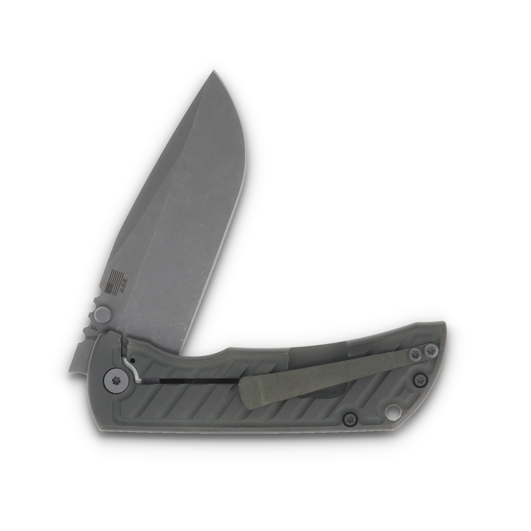 McNee's MAC2 3.5 Framelock Fastback Atomic Green Titanium 3.5" Stonewash Drop Pt MAC235FBATGNBZ View 4