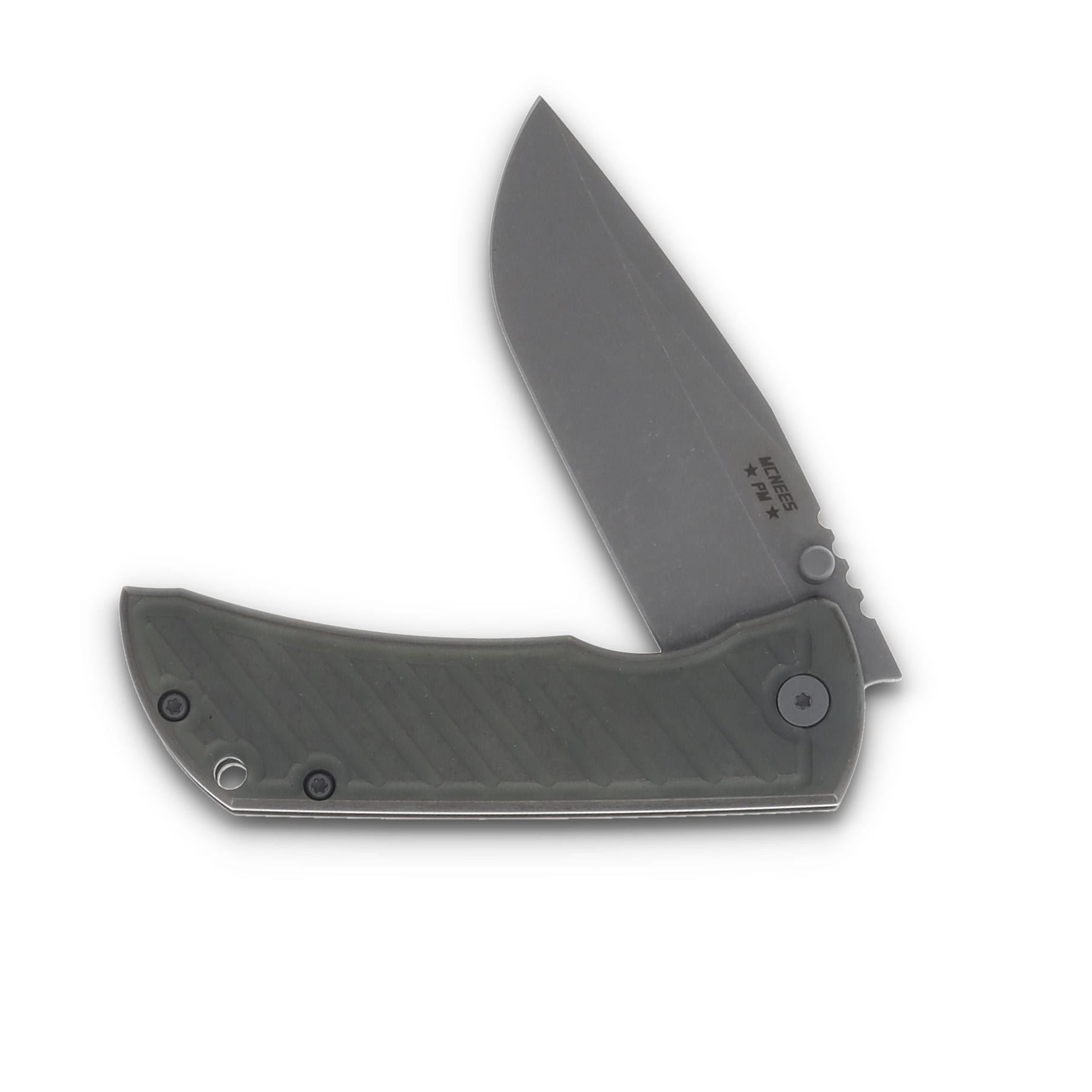 McNee's MAC2 3.5 Framelock Fastback Atomic Green Titanium 3.5" Stonewash Drop Pt MAC235FBATGNBZ View 3