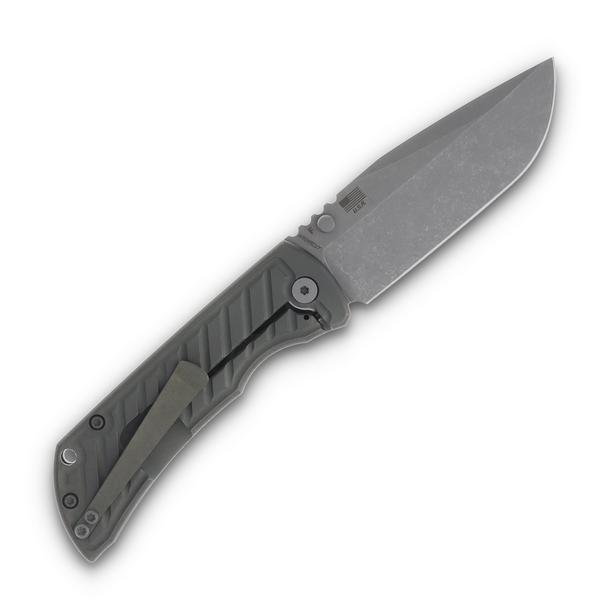 McNee's MAC2 3.5 Framelock Fastback Atomic Green Titanium 3.5" Stonewash Drop Pt MAC235FBATGNBZ View 2
