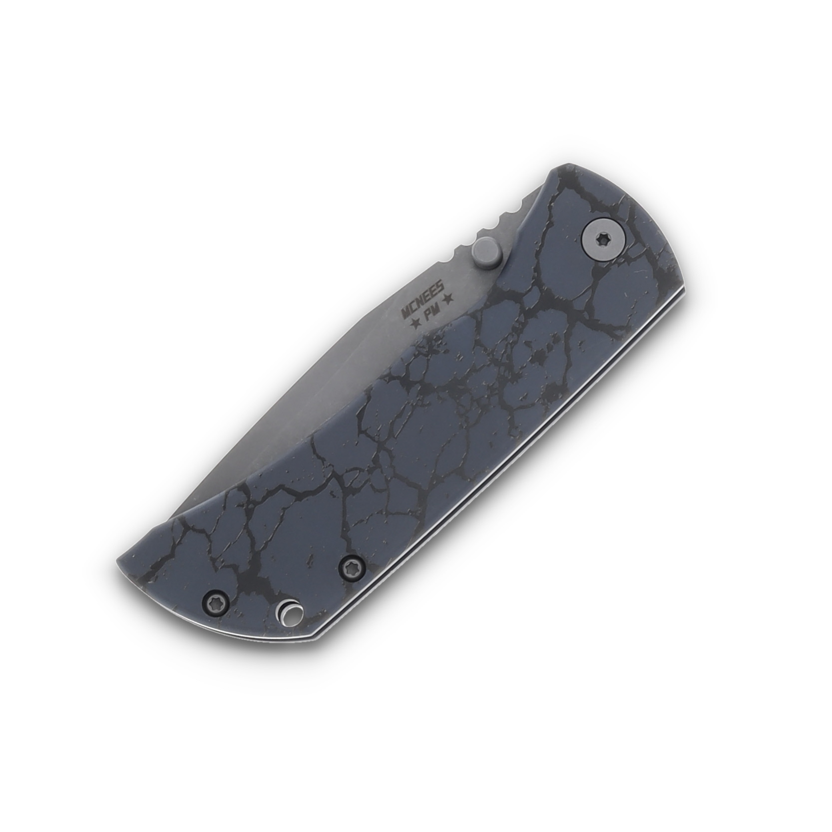 McNee's MAC2 3.5 Framelock Cracked Earth Blue Titanium 3.5" Stonewash Drop Pt MAC235CEBL View 5