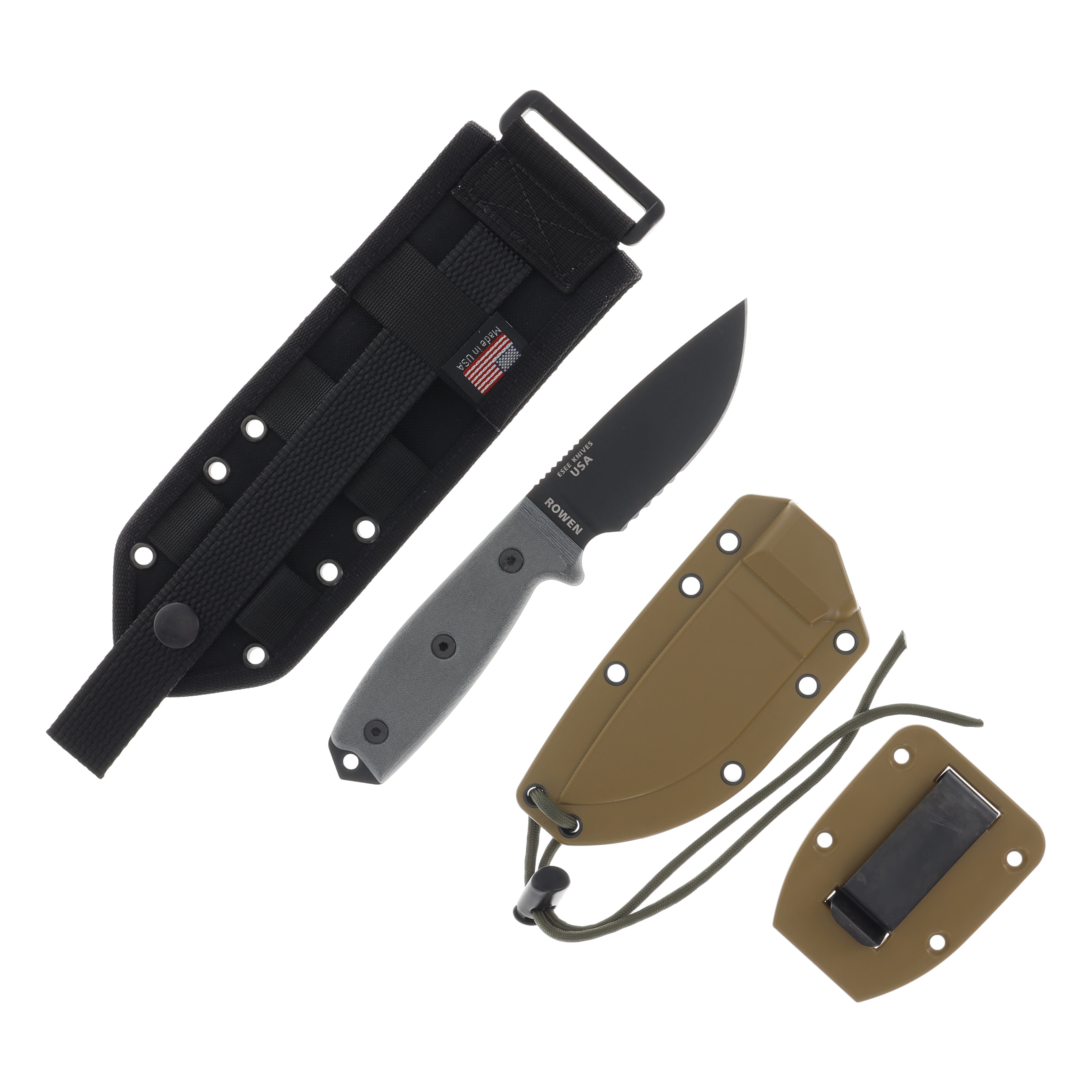 ESEE 3 3.88Inch Black Serrated Blade Coyote Tan Molle Back Sheath ESEE3SMB View 4