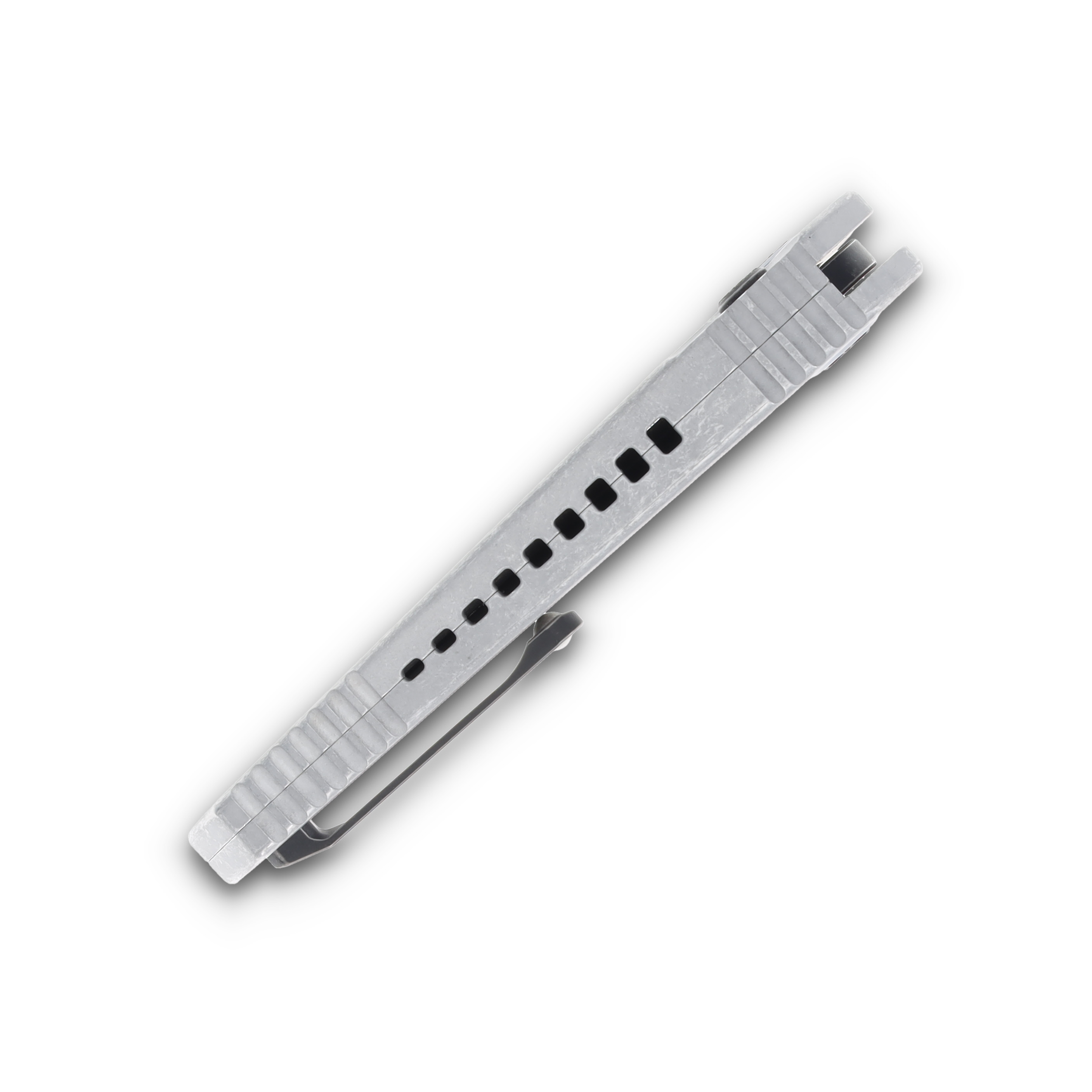 Heretic Pariah Manual Button Lock Folding Knife Battle Black/Blizzard Worn Chassis H046-8A-BLZ View 8