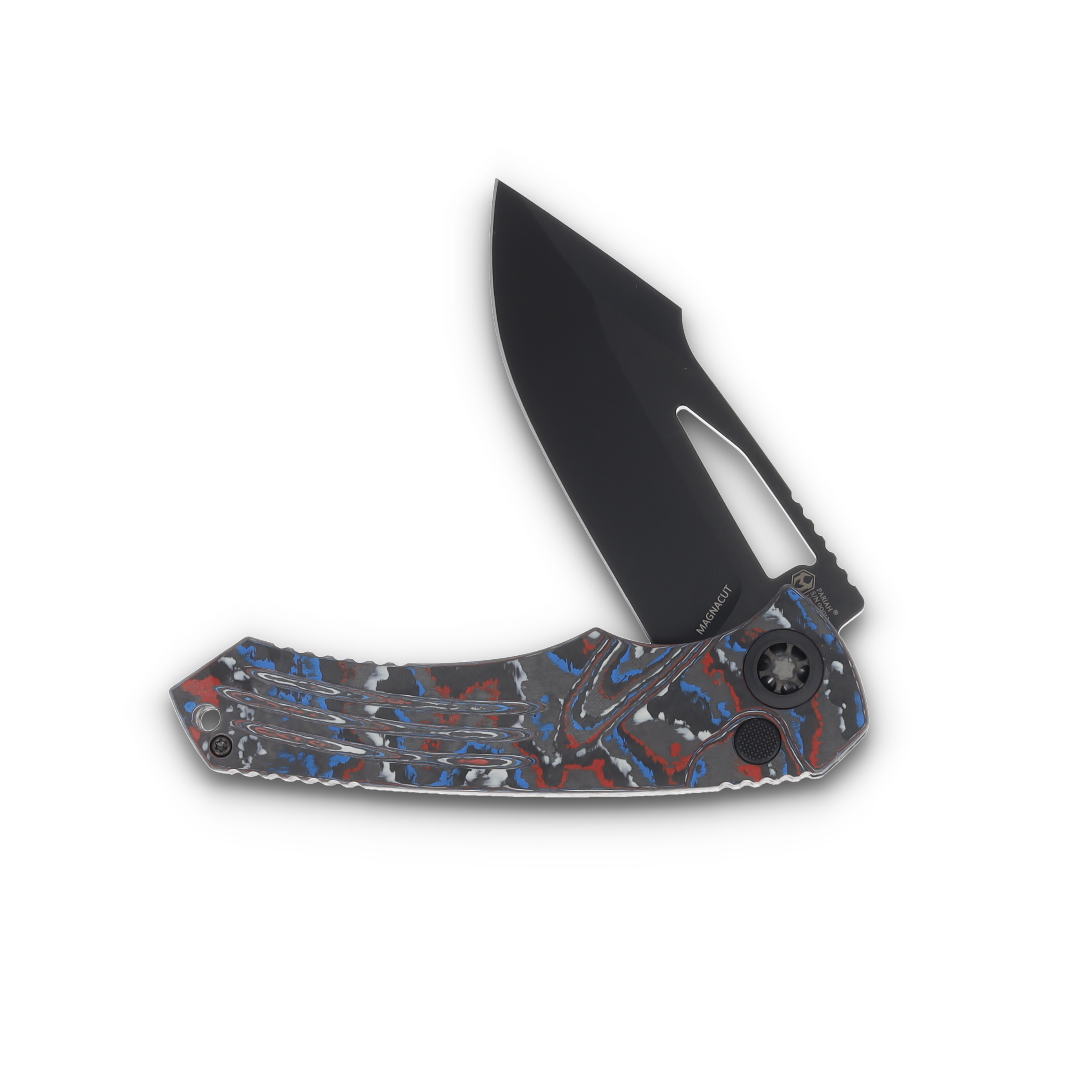 Heretic Pariah Manual Button Lock Folding Knife DLC/USA CamoCarbon H046-6A-USACC View 3
