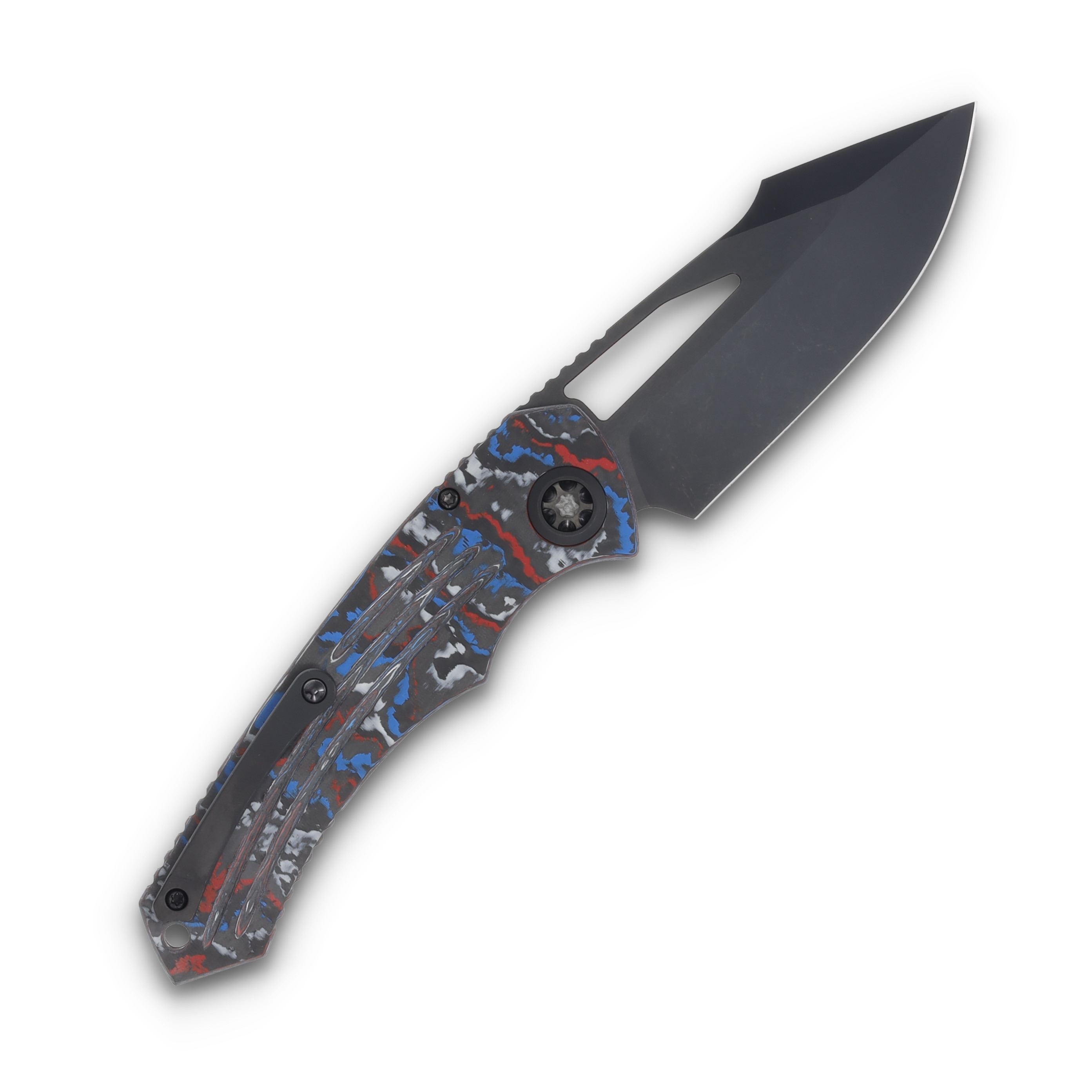 Heretic Pariah Manual Button Lock Folding Knife DLC/USA CamoCarbon H046-6A-USACC View 2
