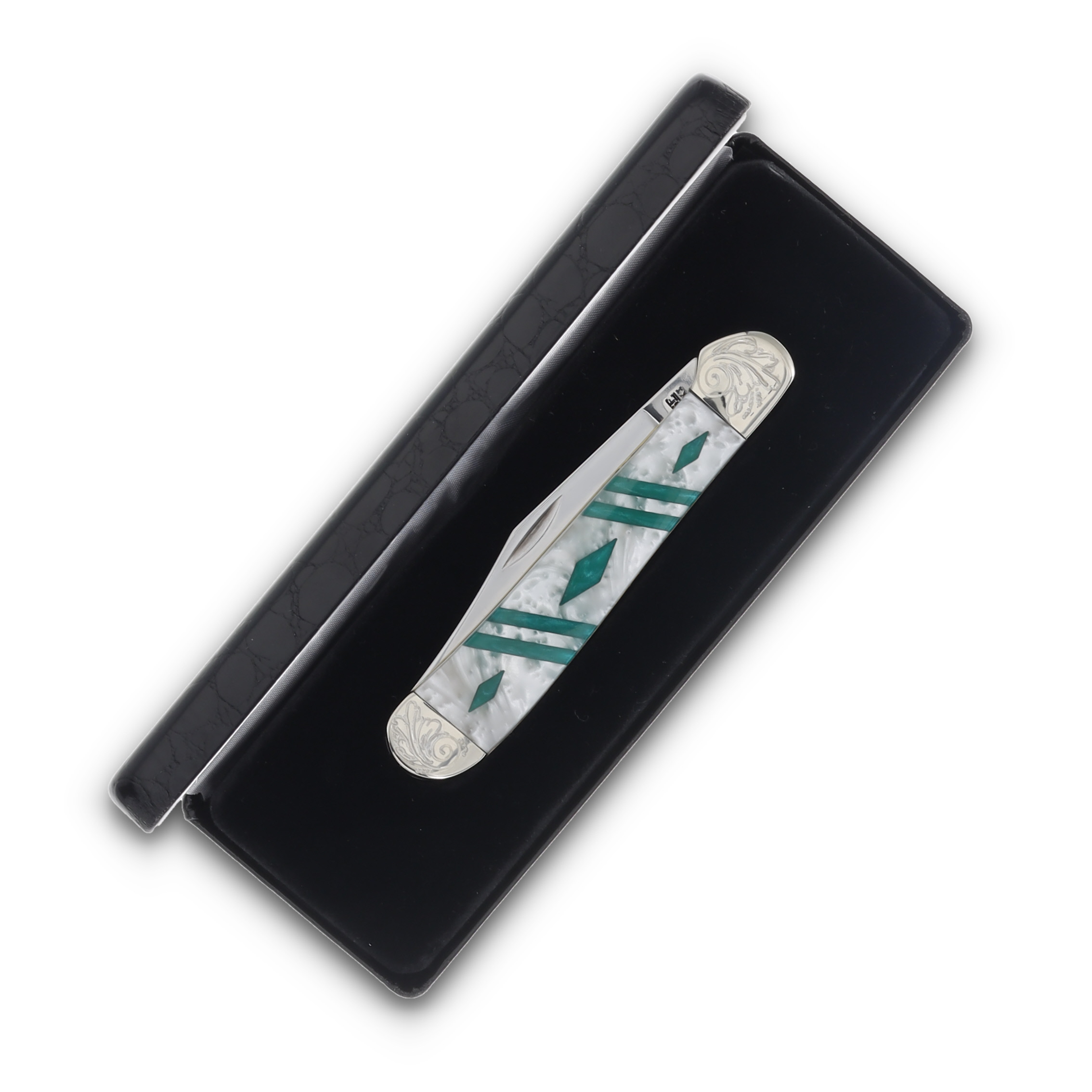 Case 2 Blade Trapper Engraved Bolster Trapper Green/White CA9249WPGNDE View 8