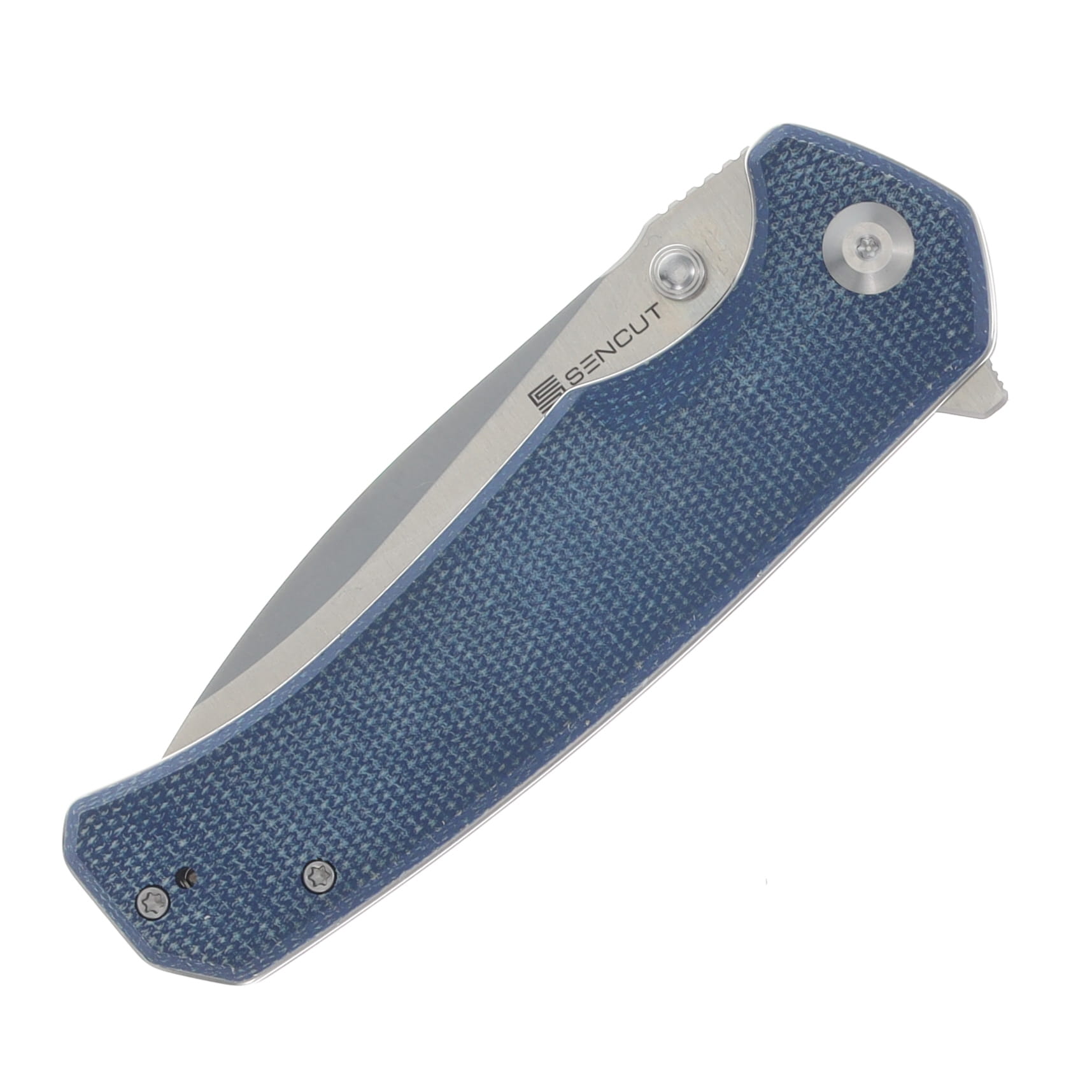 SENCUT Skarnax Folding Knife Blue 3.79 Inch Plain Satin Drop Point S24025-3 View 5