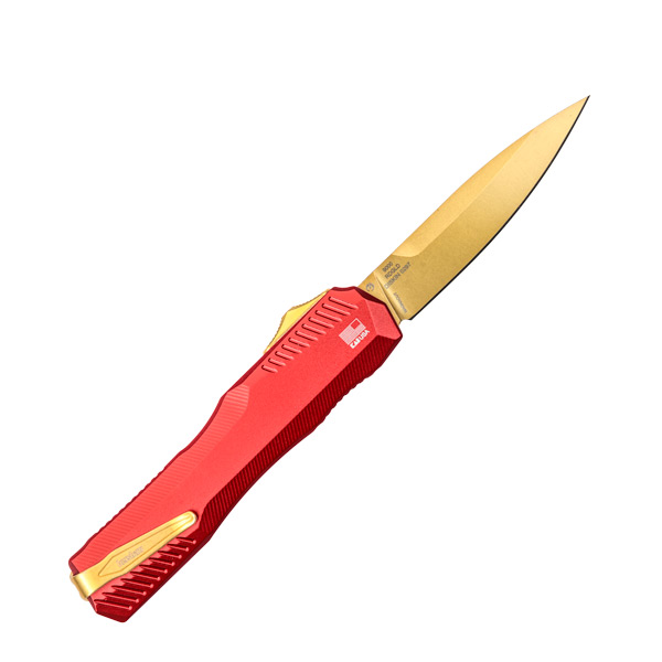 Kershaw SMKW Exclusive Livewire Out-the-Front Automatic Knife Gold/Red AUKS9000RDGLD View 2